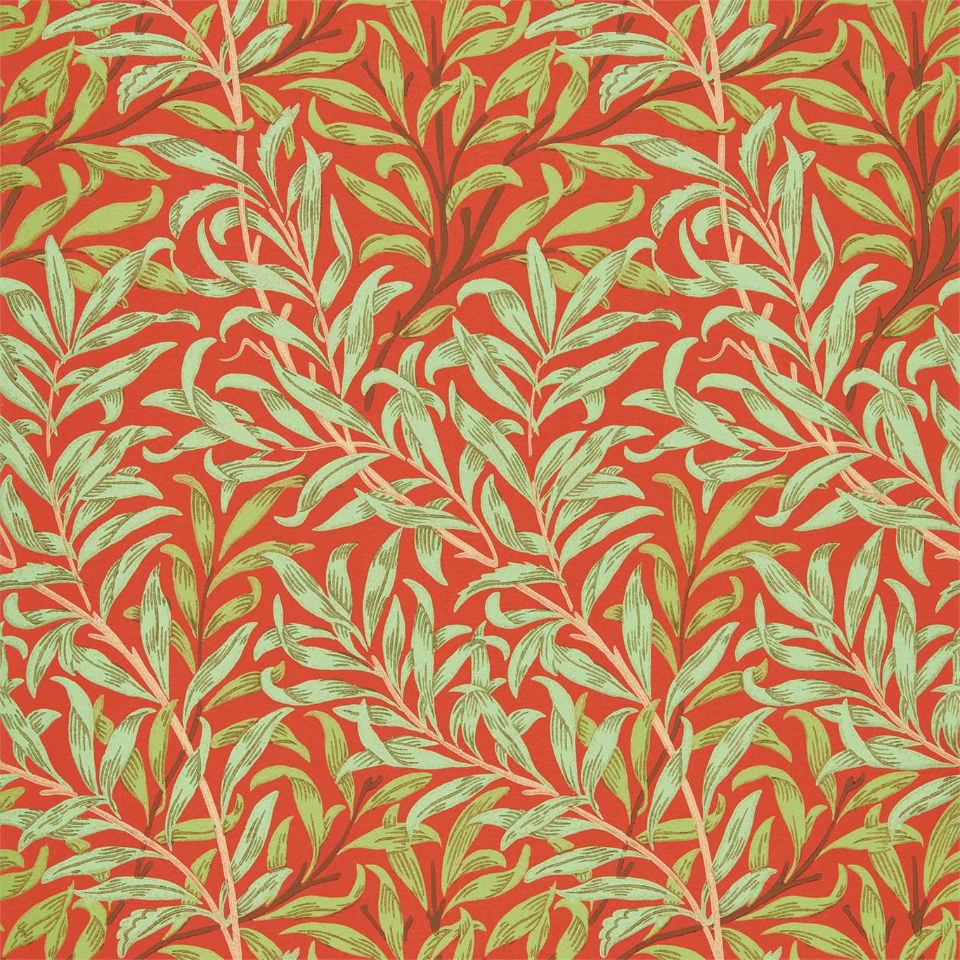 MORRIS & CO Willow Bough Wallpaper Leaves , Trees Tomato,Olive Surface- Printed Wallpaper - DBPW216951