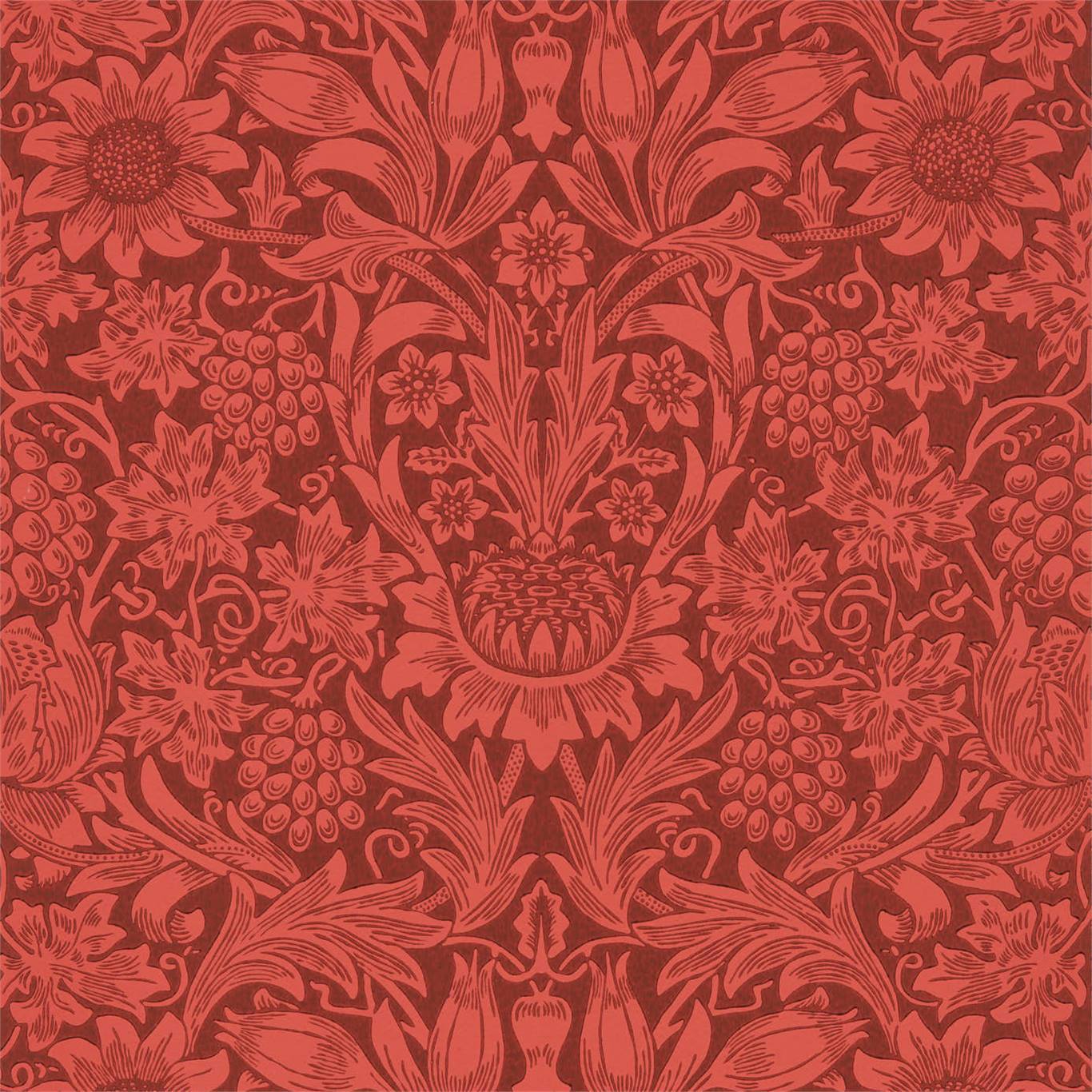 MORRIS & CO Sunflower Wallpaper Contemporary, Floral Chocolate,Red Surface- Printed Wallpaper - DBPW216960
