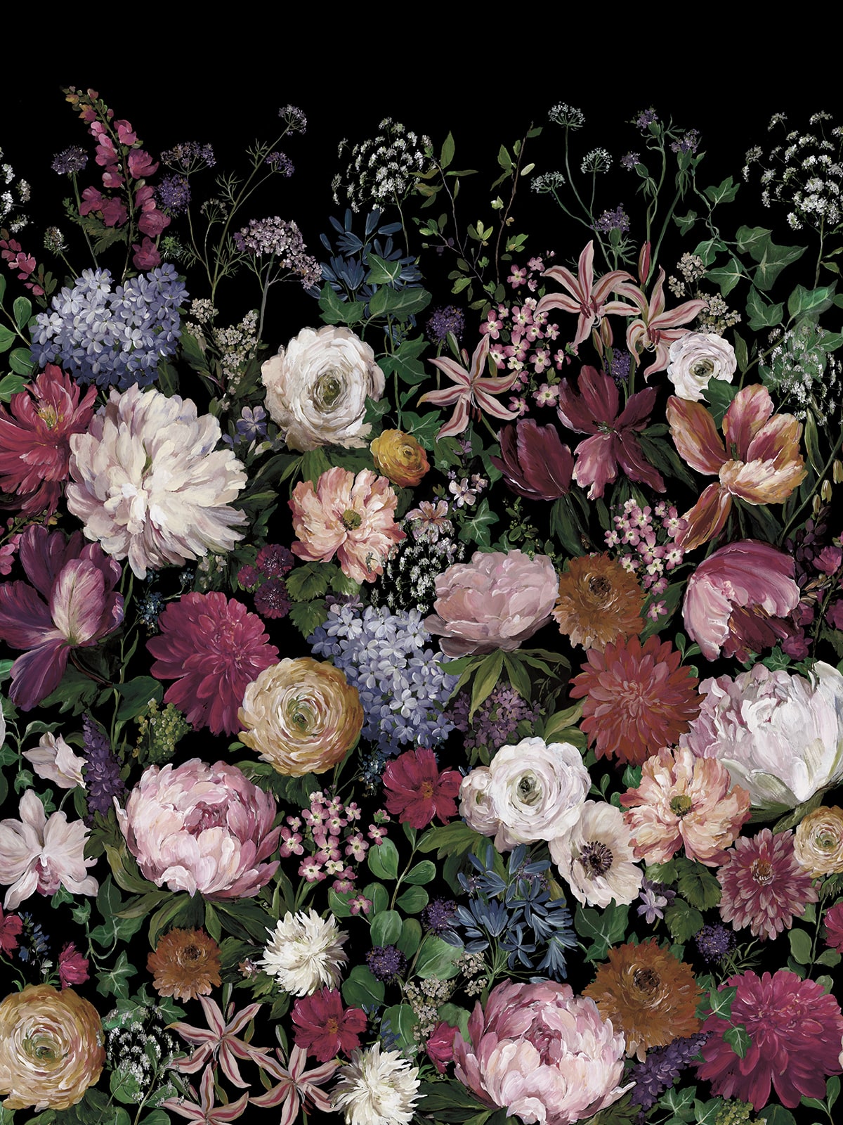 Daisy Bennett Designs West Boulevard Collection Garden Floral Mural Floral Transitional Grey - DBW3000M