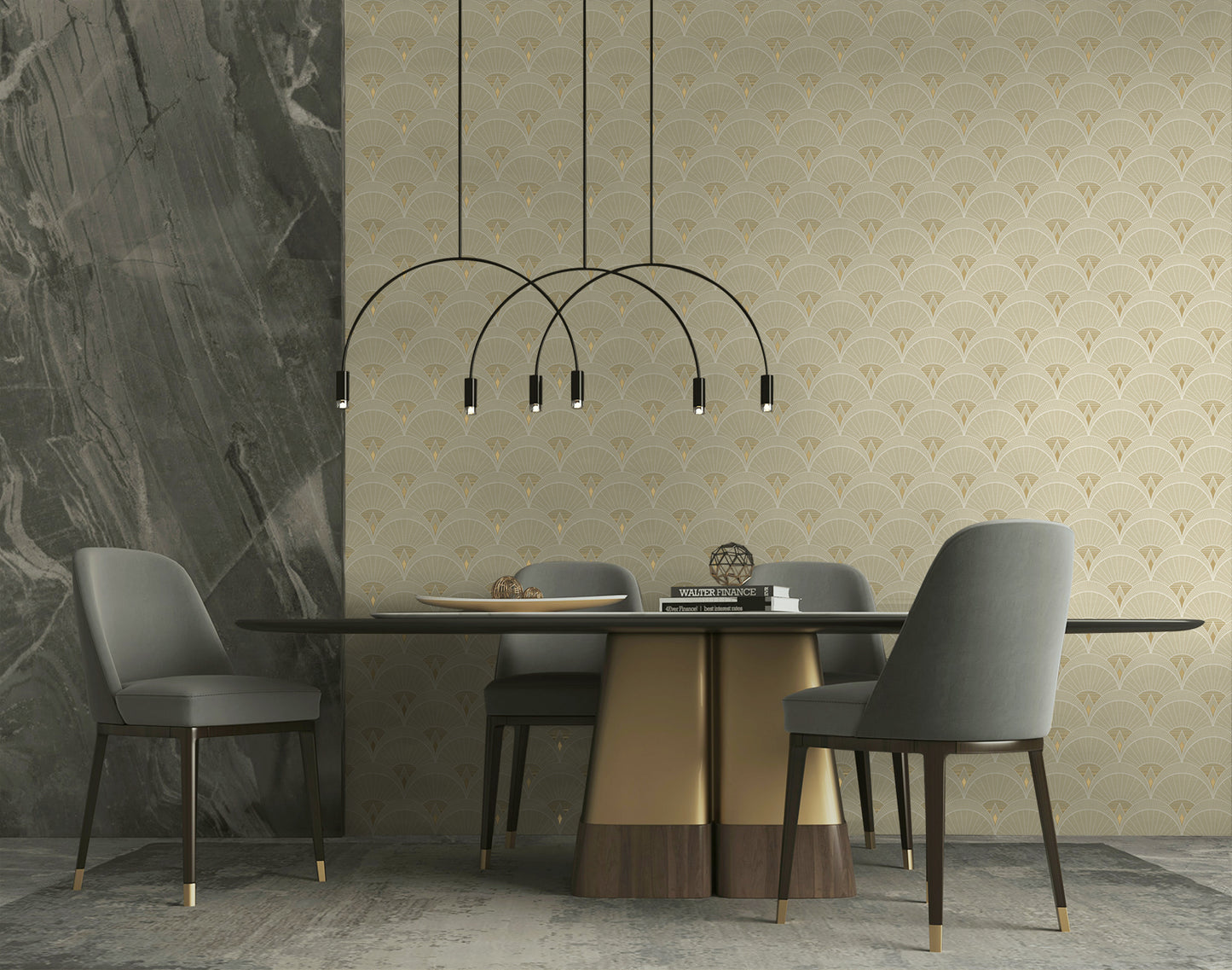 Collins & Company Deco 2 Chrysler Arches Geometric Contemporary Beige Matte - DC60306