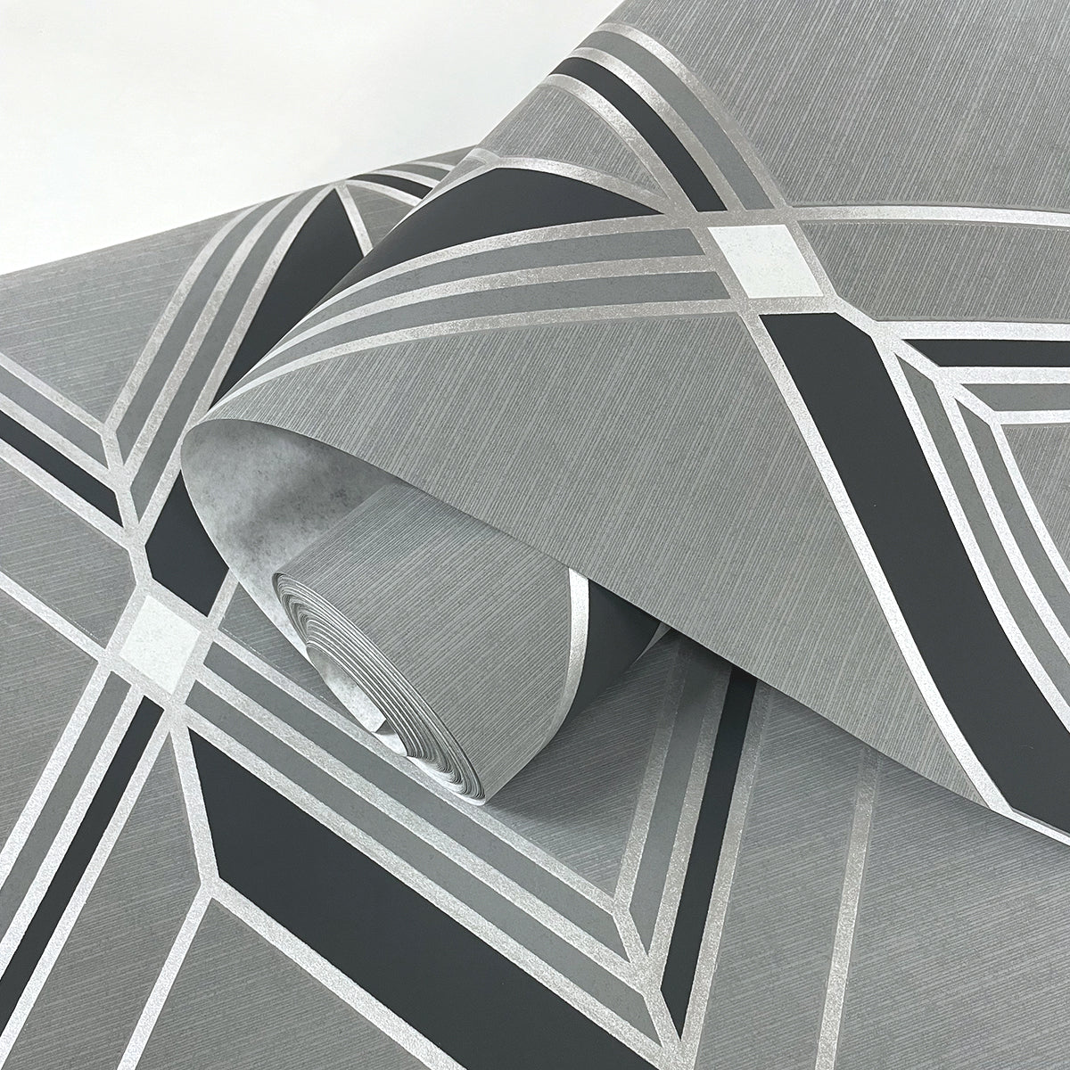 Collins & Company Deco 2 Brooklyn Diamond Geometric Contemporary Grey Metallic - DC60504