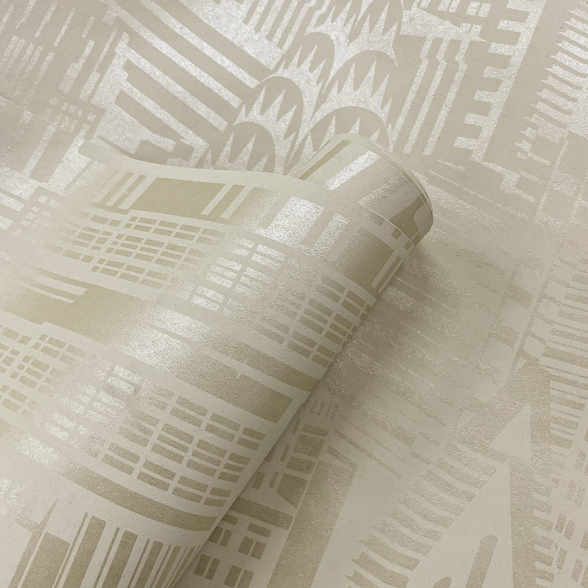 Collins & Company Deco 2 Manhattan Skyline Abstract Contemporary Beige Metallic - DC61503