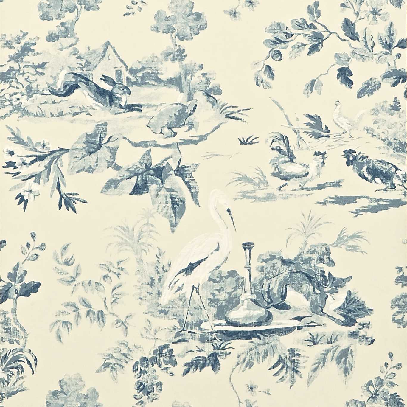 SANDERSON Aesop's Fables Wallpaper Other Blue Gravure Printed Wallpaper - DCAVAE103