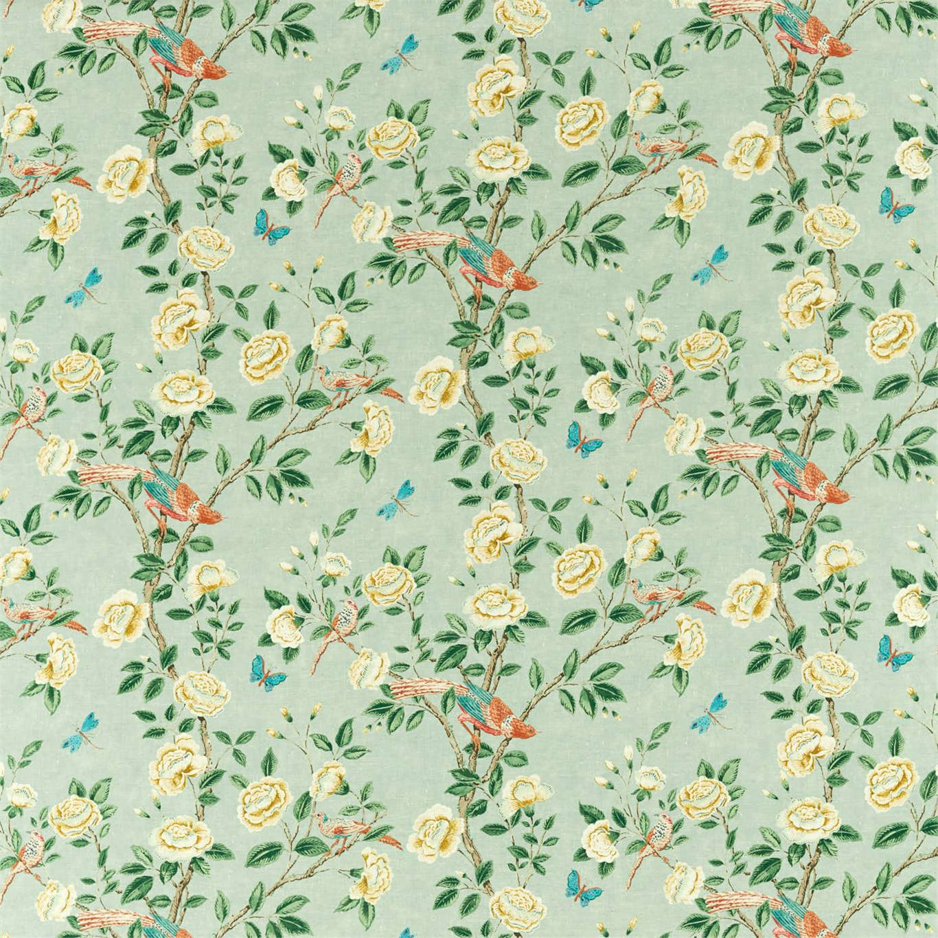 SANDERSON Andhara Fabric Classic Floral Seaglass - DCEF226631