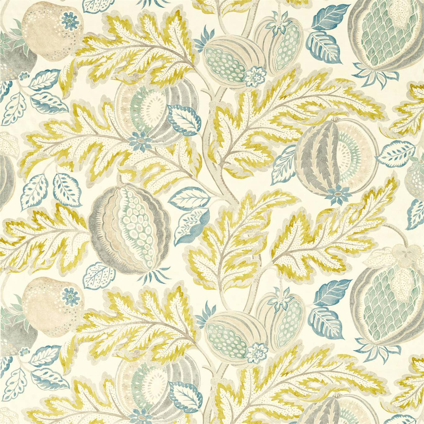 SANDERSON Cantaloupe Fabric Leaves , Trees Sumac,Sage - DCEF226637