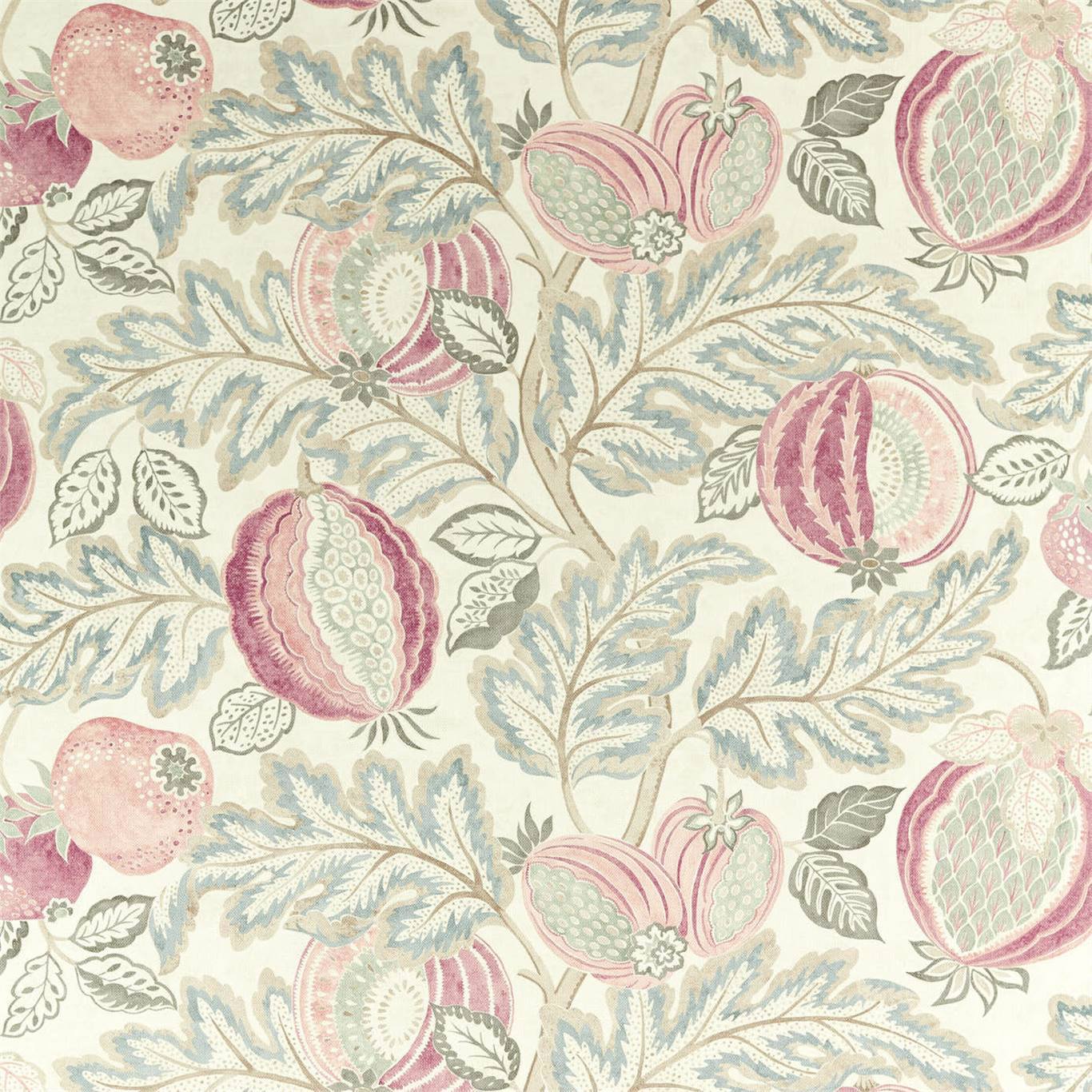 SANDERSON Cantaloupe Fabric Leaves , Trees Blush,Dove - DCEF226638