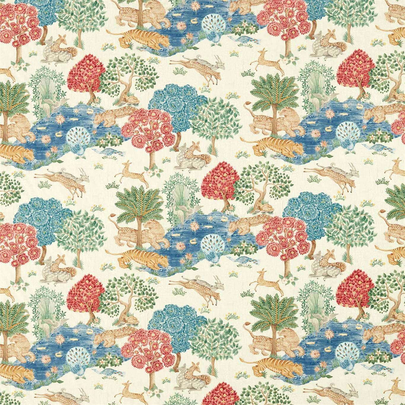 SANDERSON Pamir Garden Fabric Landscapes Cream,Indigo - DCEF226650