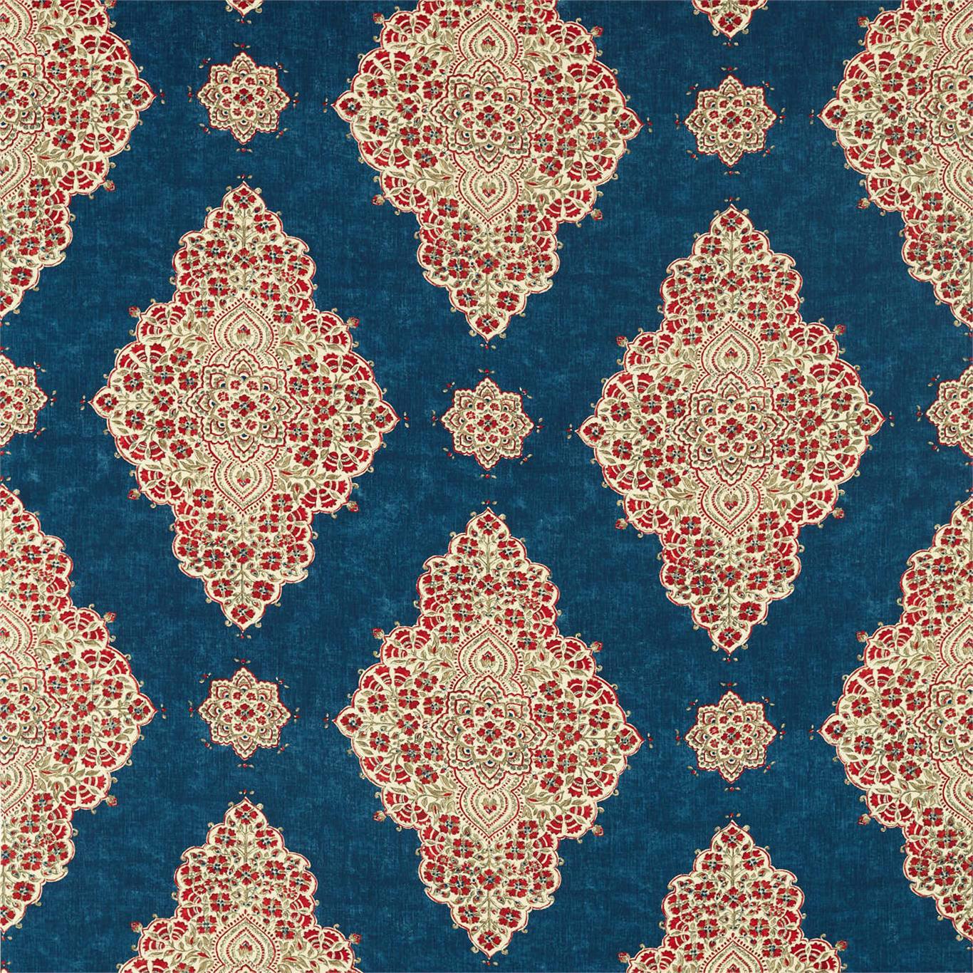 SANDERSON Siam Diamond Fabric Damasks Cobalt,Flame - DCEF226652