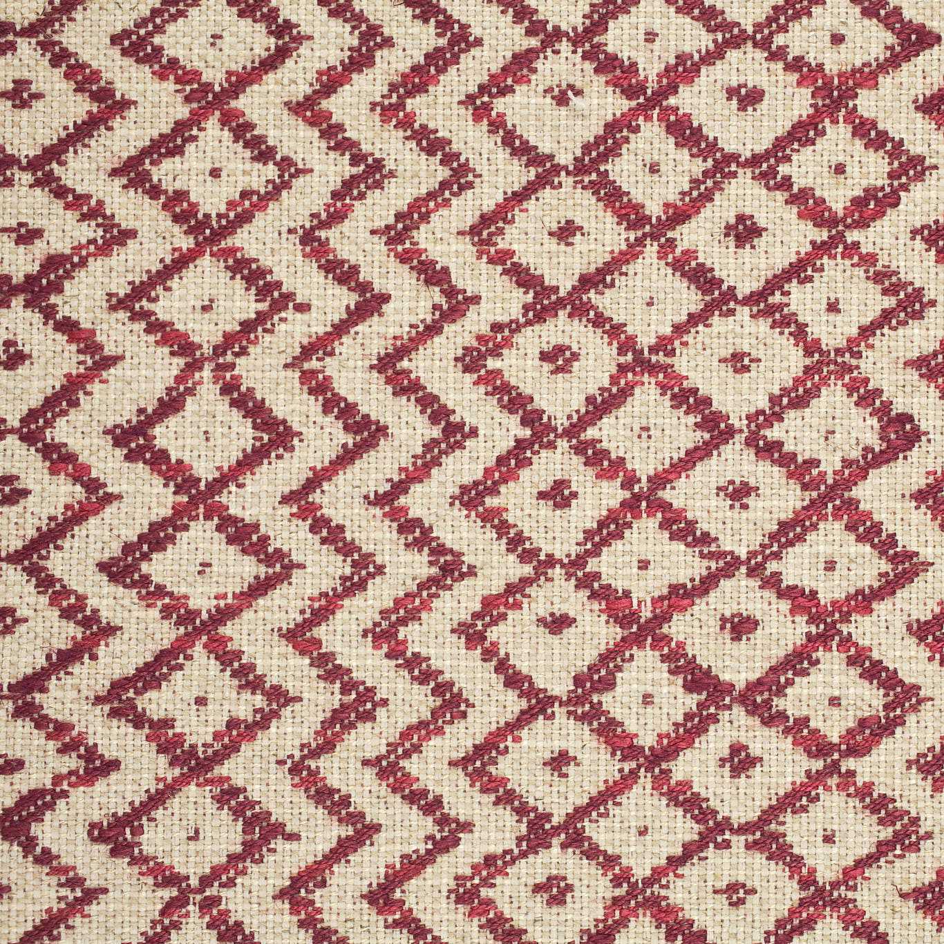 SANDERSON Cheslyn Fabric Geometric Claret, Cream - DCLO232039