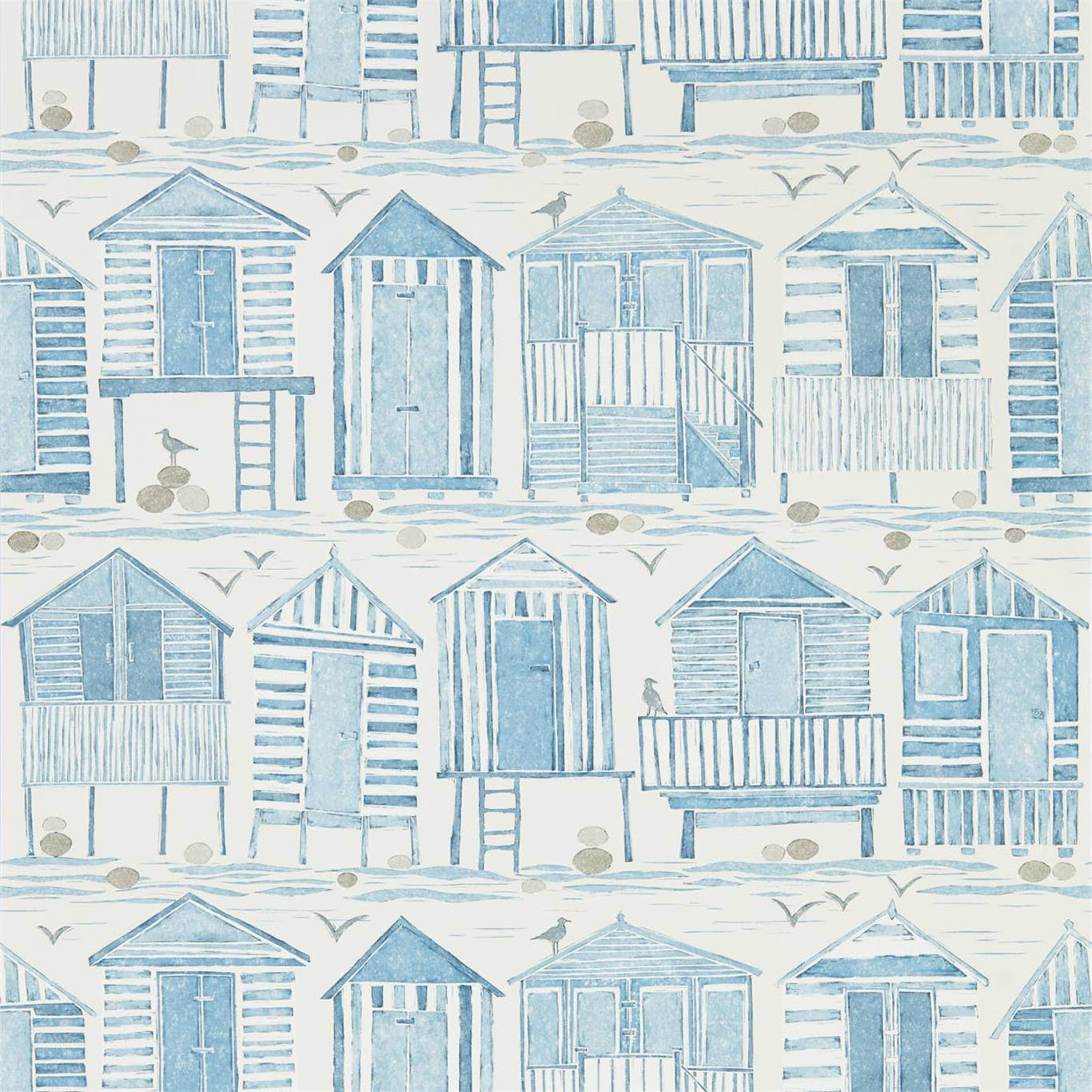 SANDERSON Beach Huts Wallpaper Other Marine Gravure - Wide Width Printed Wallpaper - DCOA216560