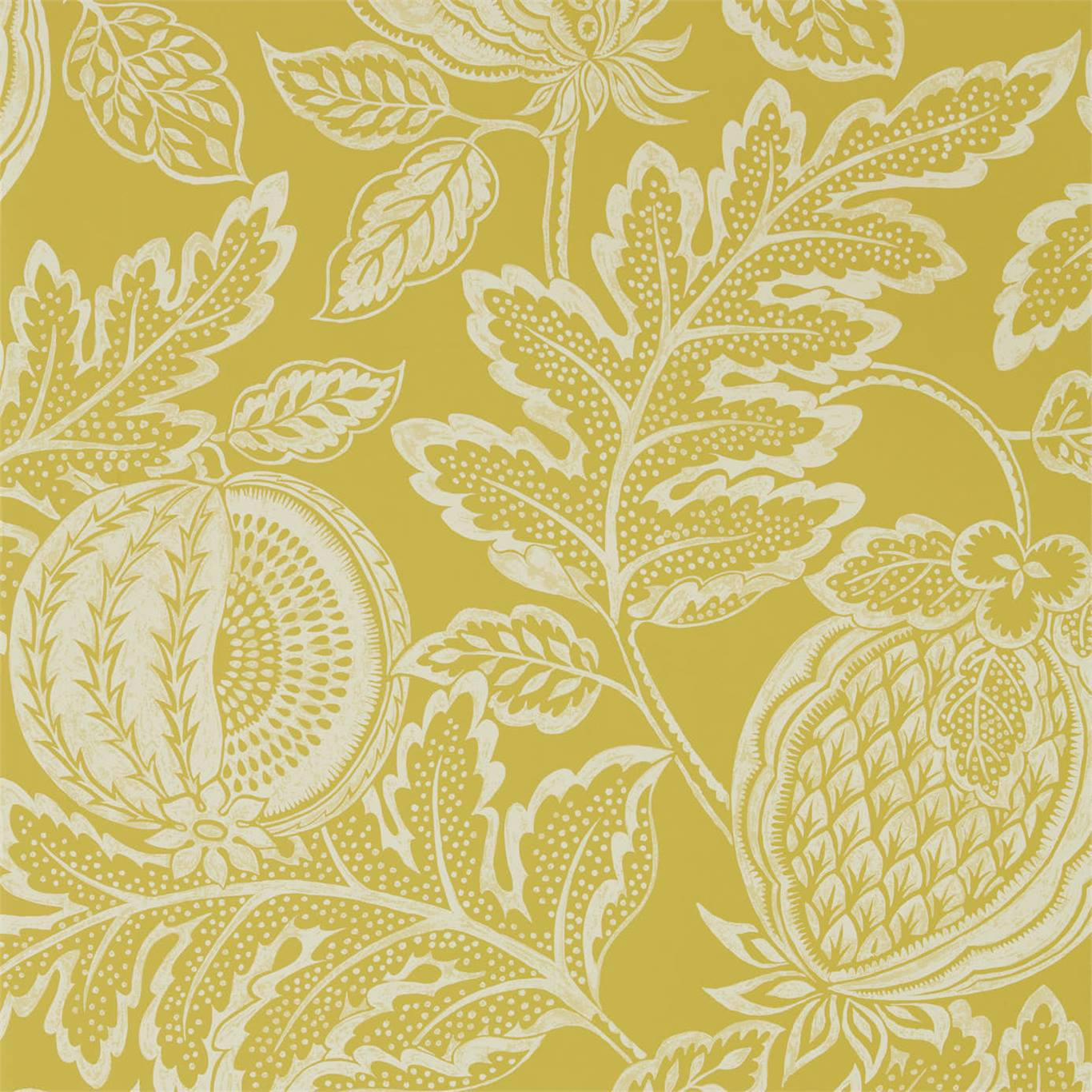 SANDERSON Cantaloupe Wallpaper Leaves , Trees Caraway Rotary Wide Width Printed Wallpaper - DCPW216762