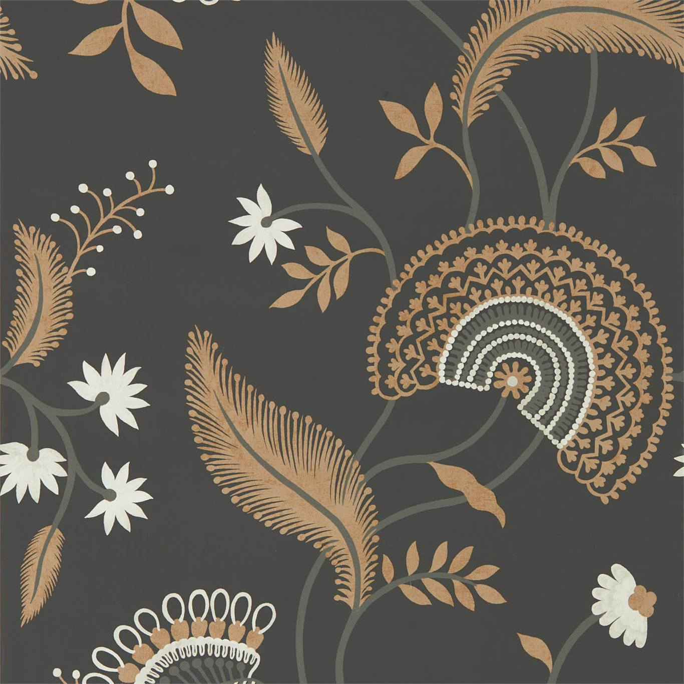 SANDERSON Hakimi Wallpaper Classic Floral Ebony Rotary/Gravure Wallpaper - DCPW216769