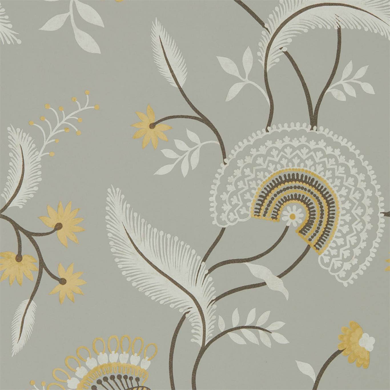 SANDERSON Hakimi Wallpaper Classic Floral Ash Grey Rotary/Gravure Wallpaper - DCPW216770