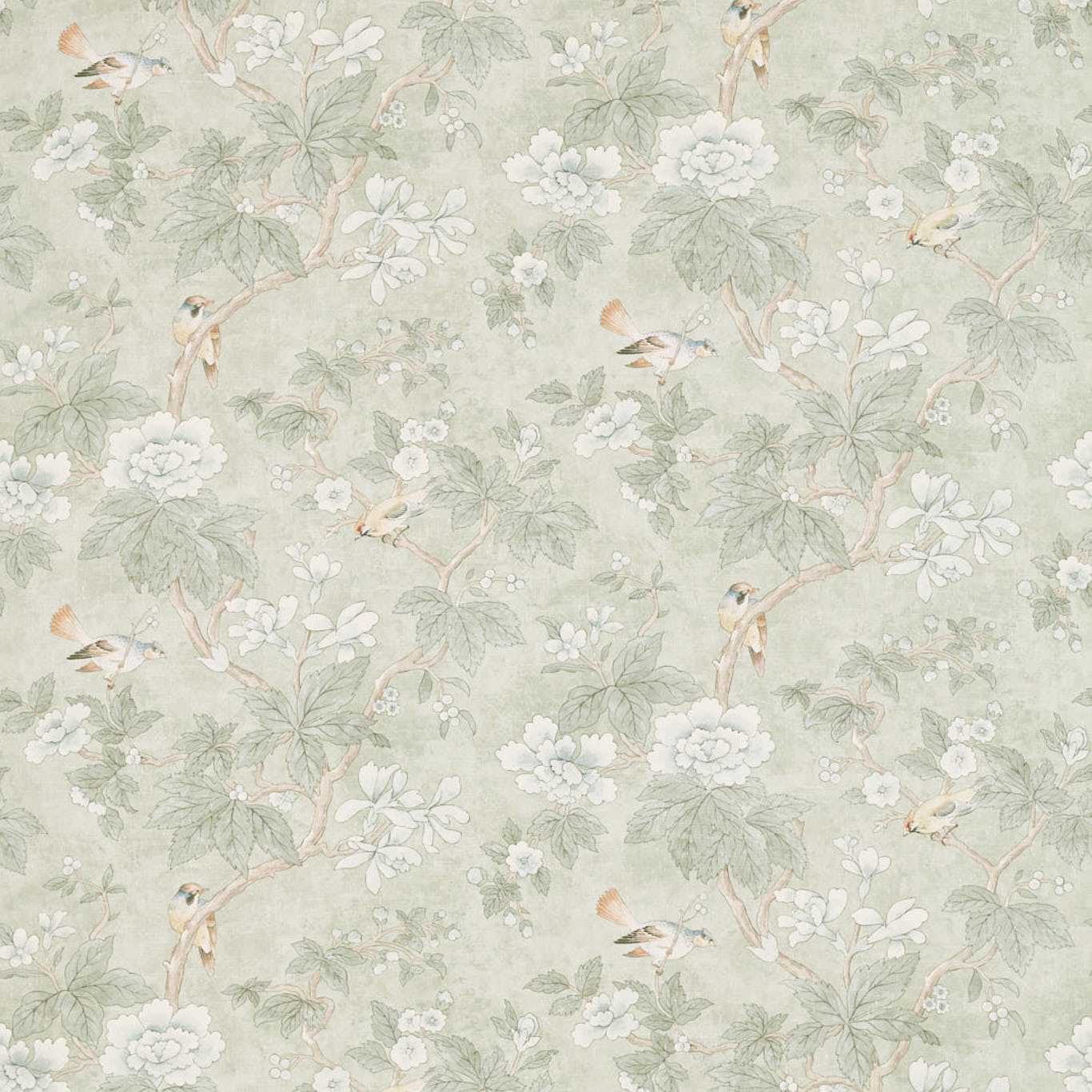 SANDERSON Chiswick Grove Fabric Birds Sage - DDAM226370