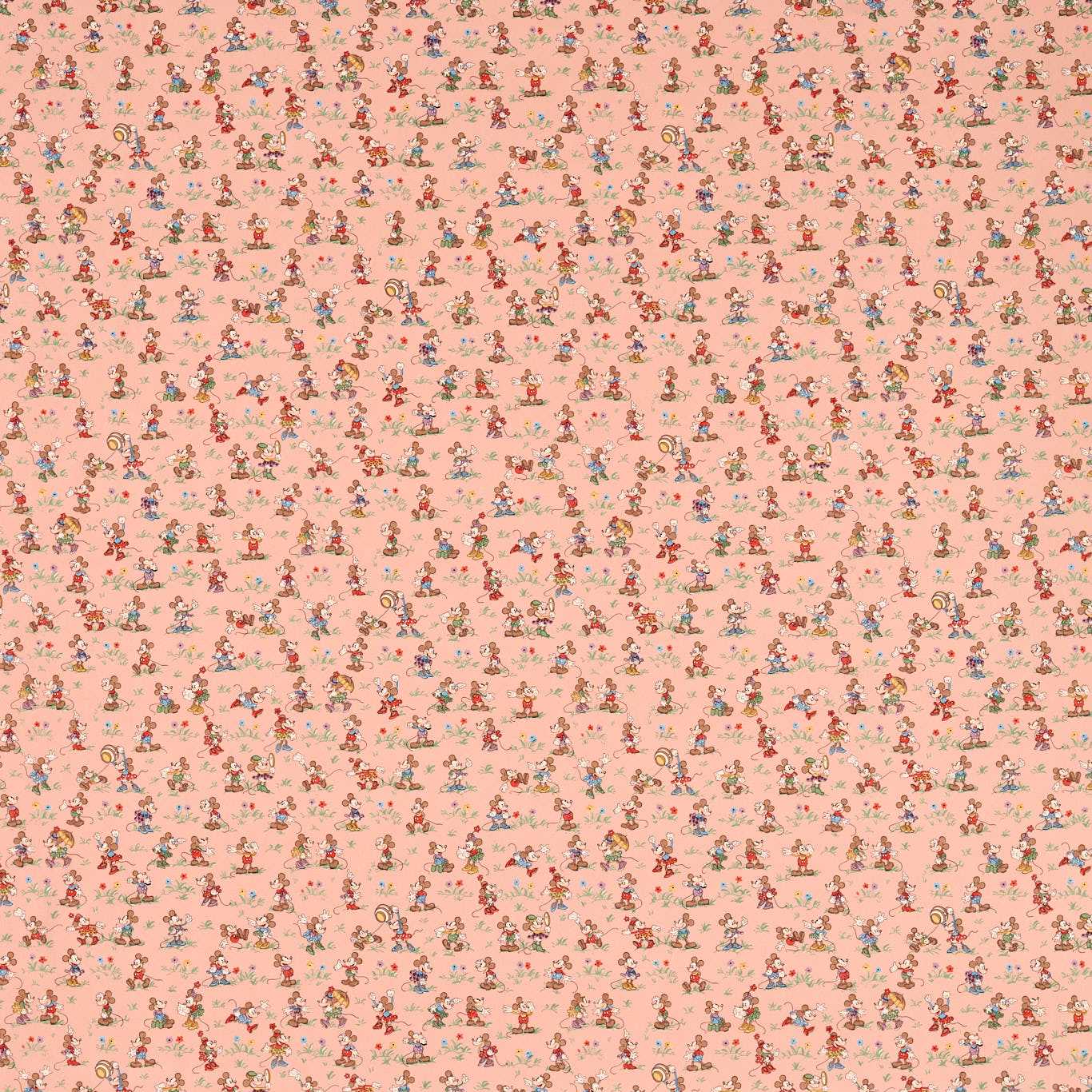 SANDERSON Mickey & Minnie Fabric Kids Blancmange - DDIF227143