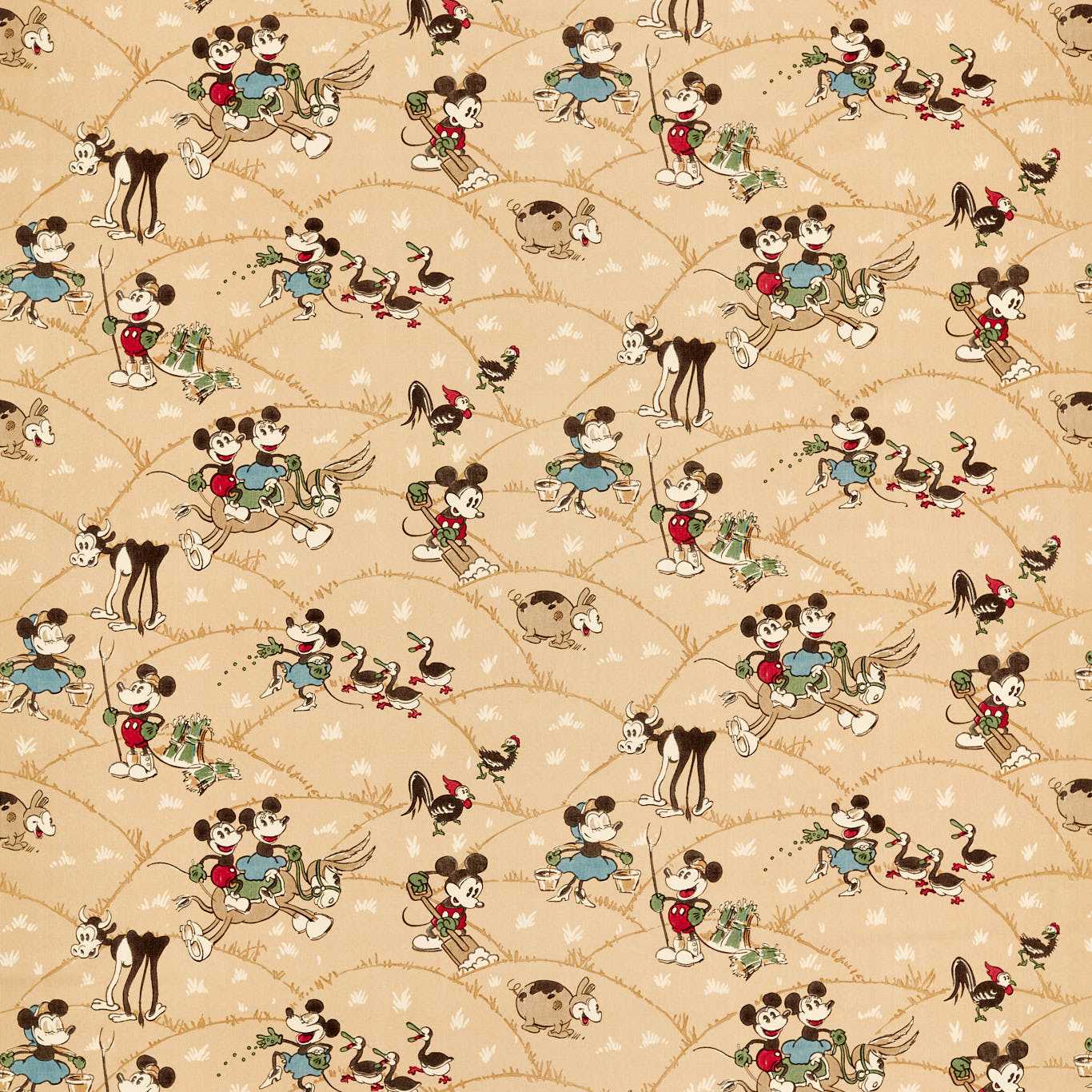 SANDERSON Mickey At the Farm Fabric Kids Butterscotch - DDIF227146