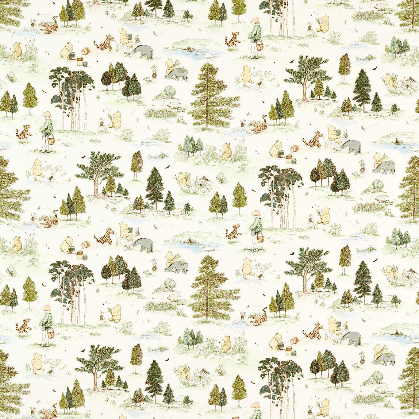 SANDERSON Winnie the Pooh Fabric Kids Macaron Green - DDIF227160