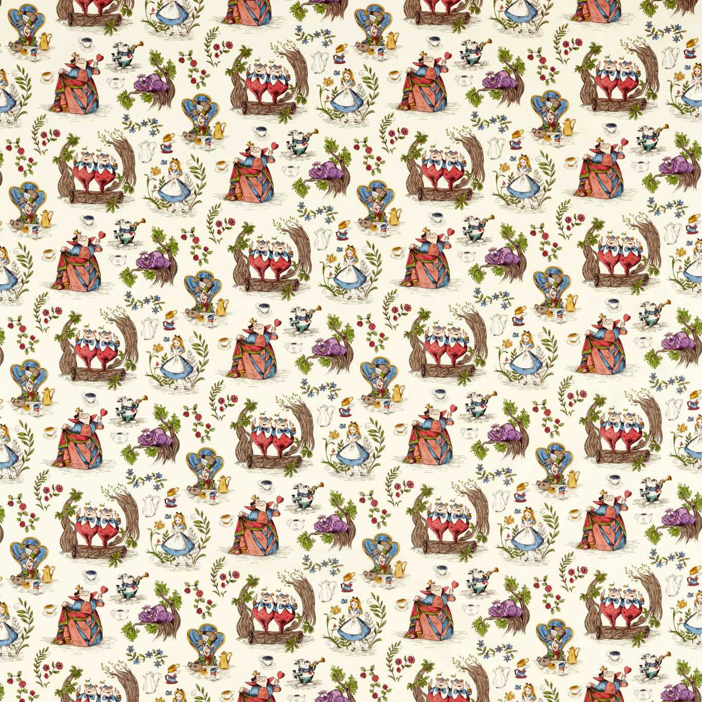 SANDERSON Alice in Wonderland Fabric Kids Hundreds , Thousands - DDIF227166