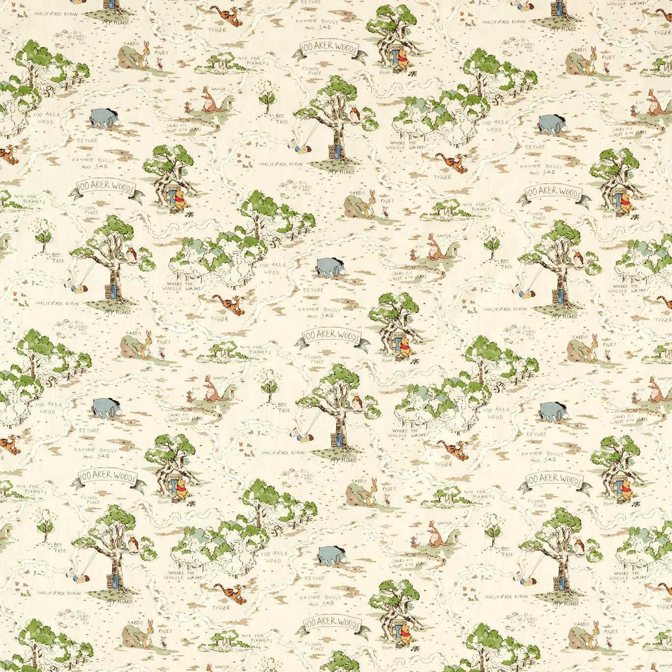 SANDERSON Hundred Acre Wood Fabric Kids Cashew - DDIF227170