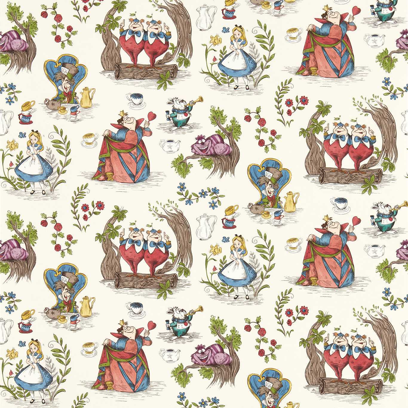 SANDERSON Alice in Wonderland Wallpaper Kids Hundreds , Thousands Digital Print Wallpaper - DDIW217287