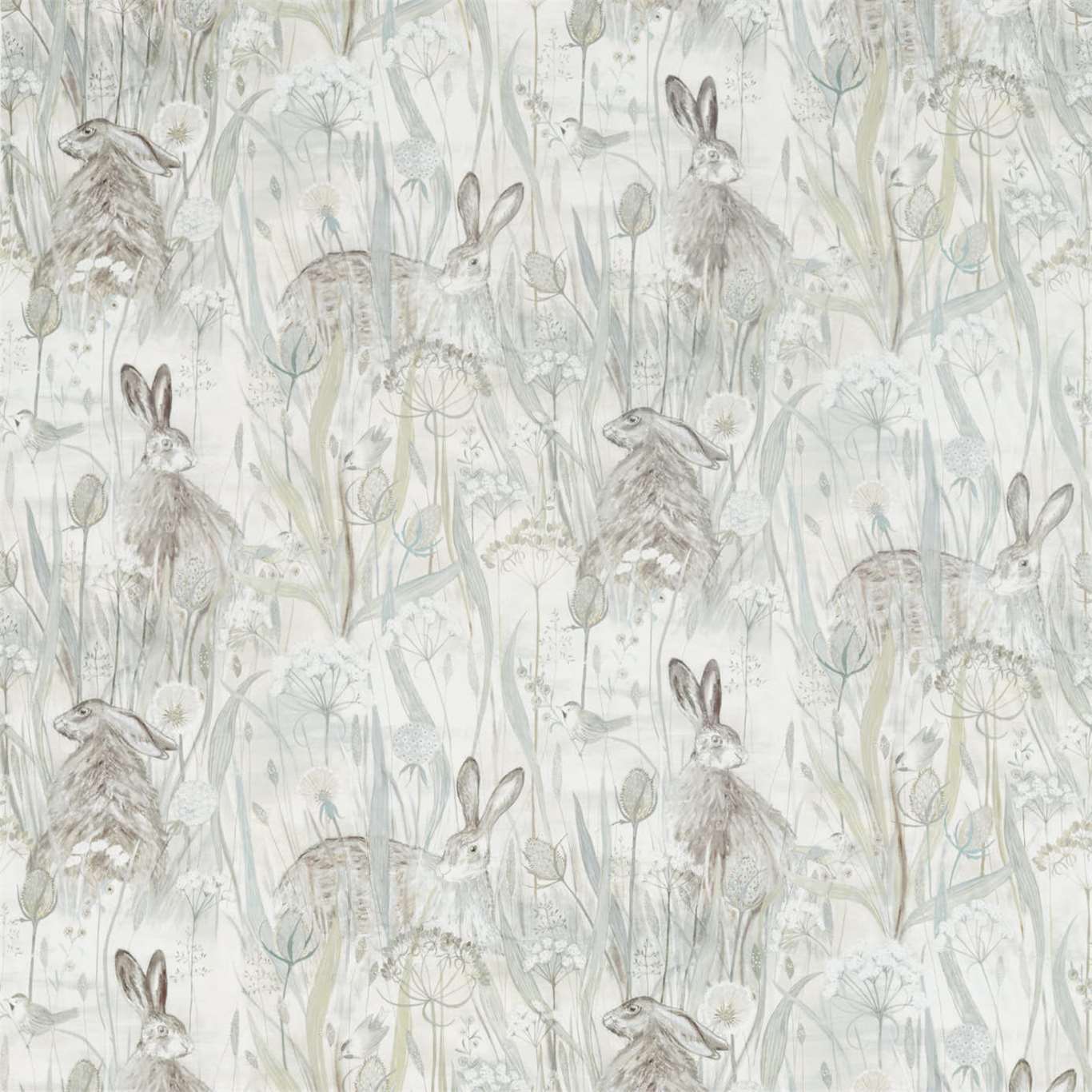 SANDERSON Dune Hares Fabric Animals Mist,Pebble - DEBB226436