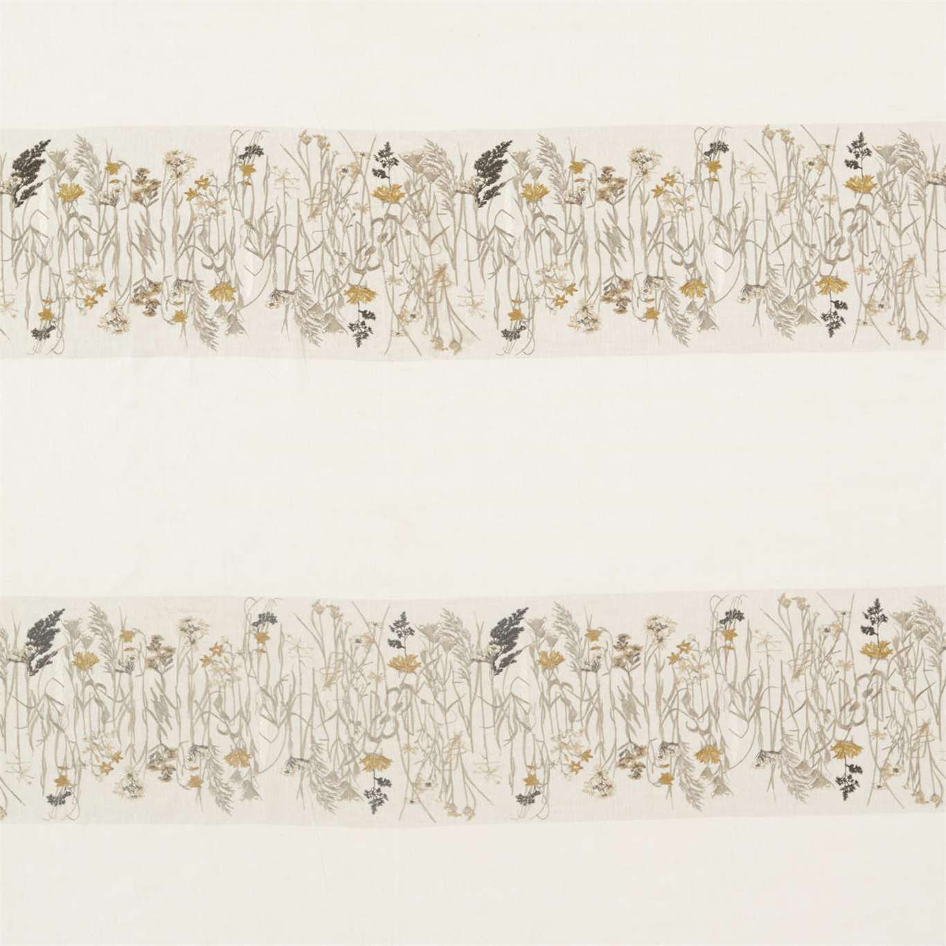 SANDERSON Pressed Flowers Fabric Classic Floral Sable,Corn - DEBB236555