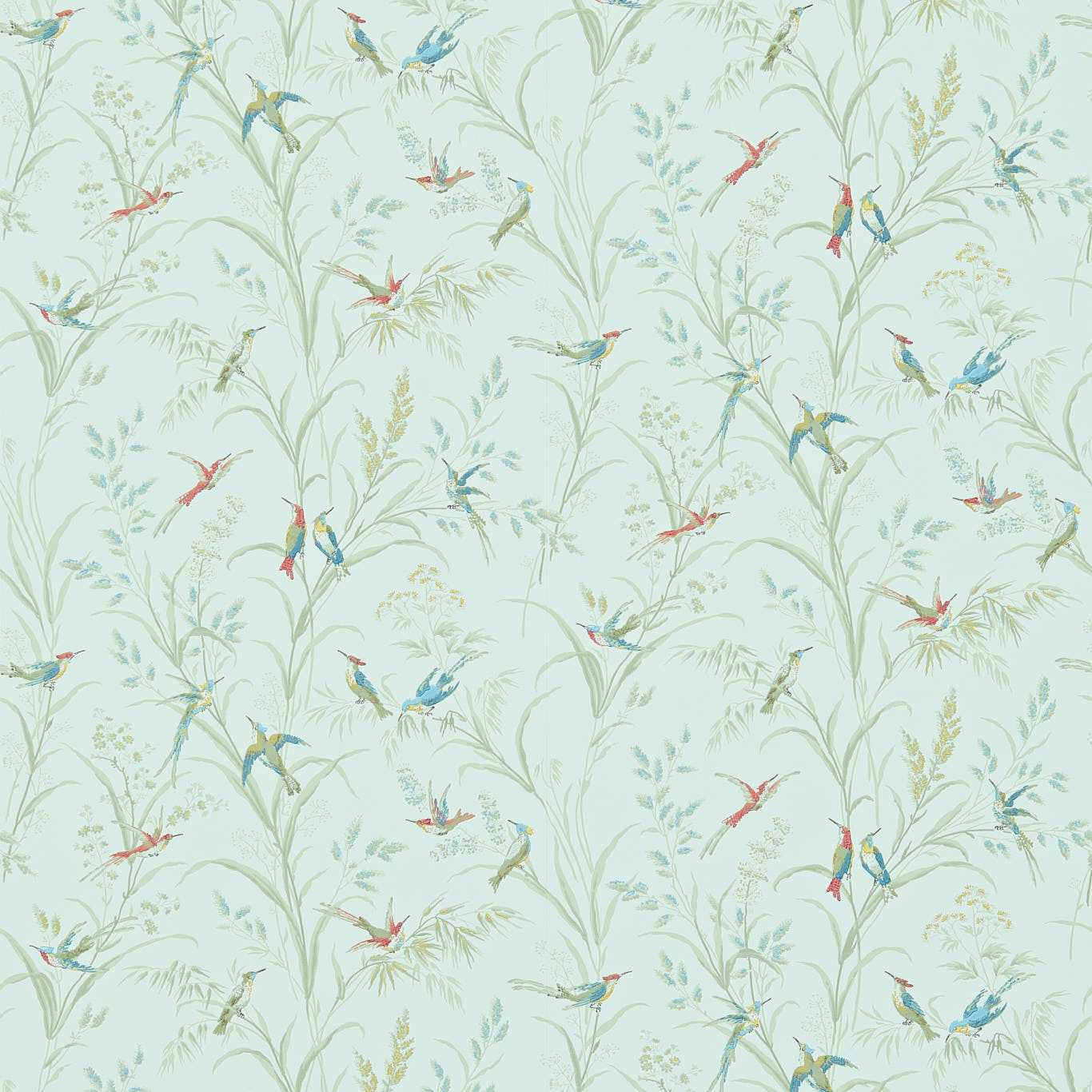 SANDERSON Tuileries Wallpaper Birds Sage,Multi Surflex-Printed Wallpaper - DFAB214082