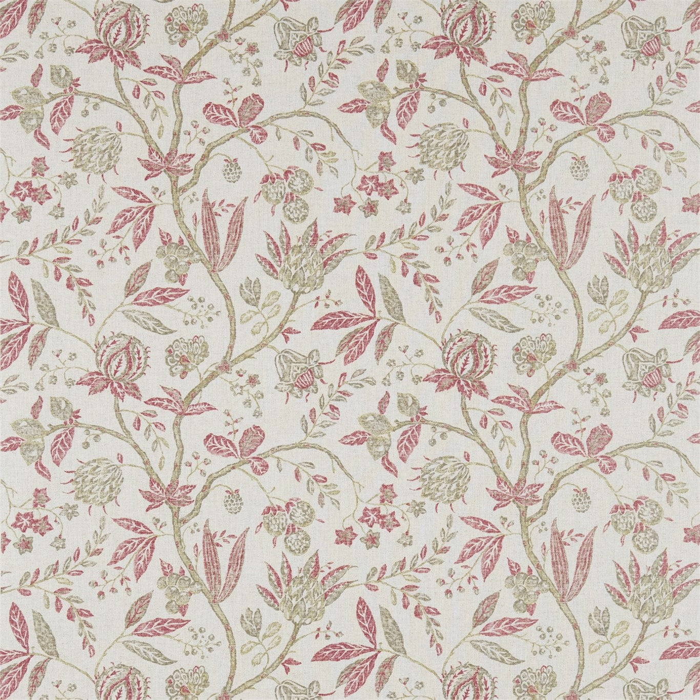 SANDERSON Solaine Fabric Leaves , Trees Russet,Cream - DFAB223975