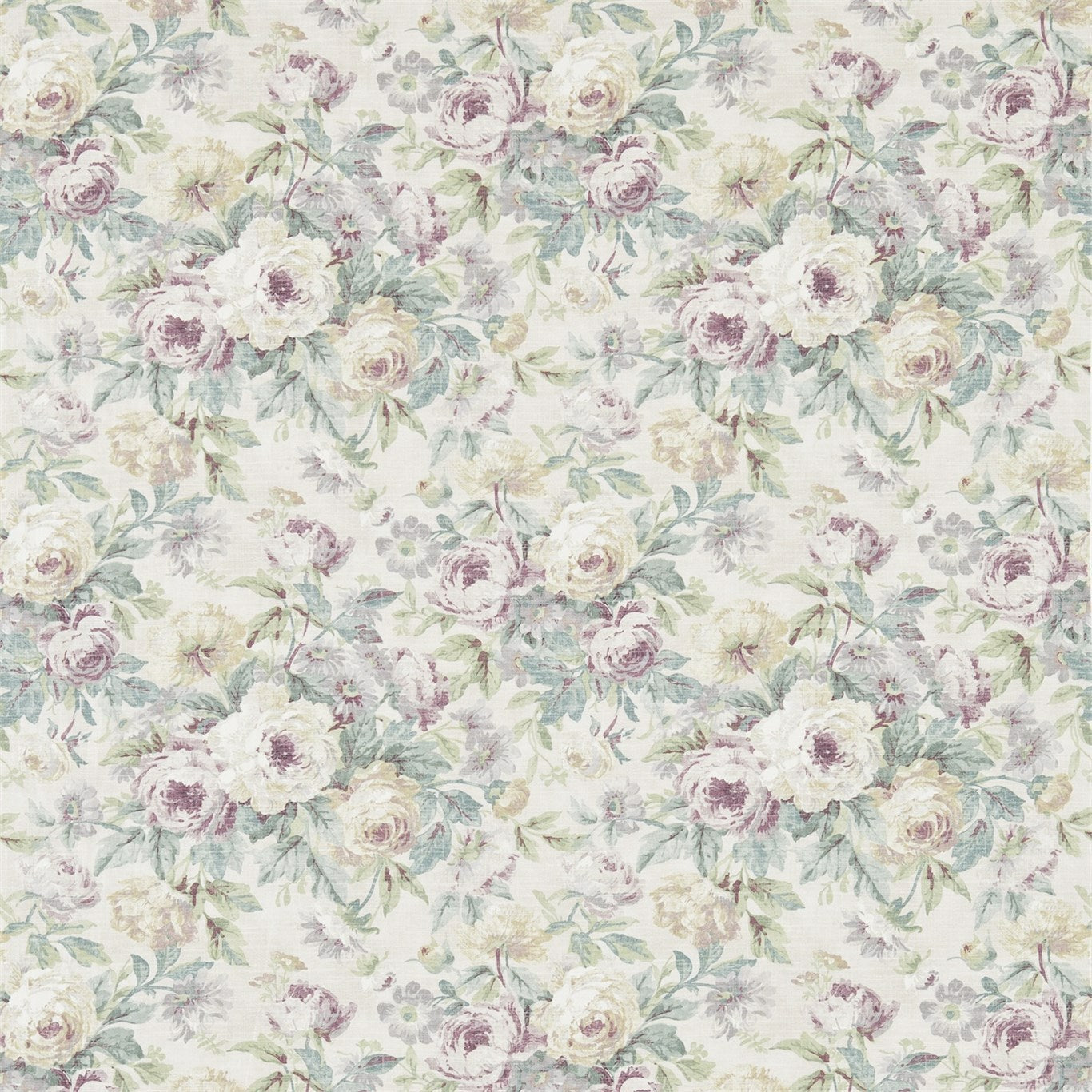 SANDERSON Amelia Rose Fabric Classic Floral Vanilla,Taupe - DFAB223978