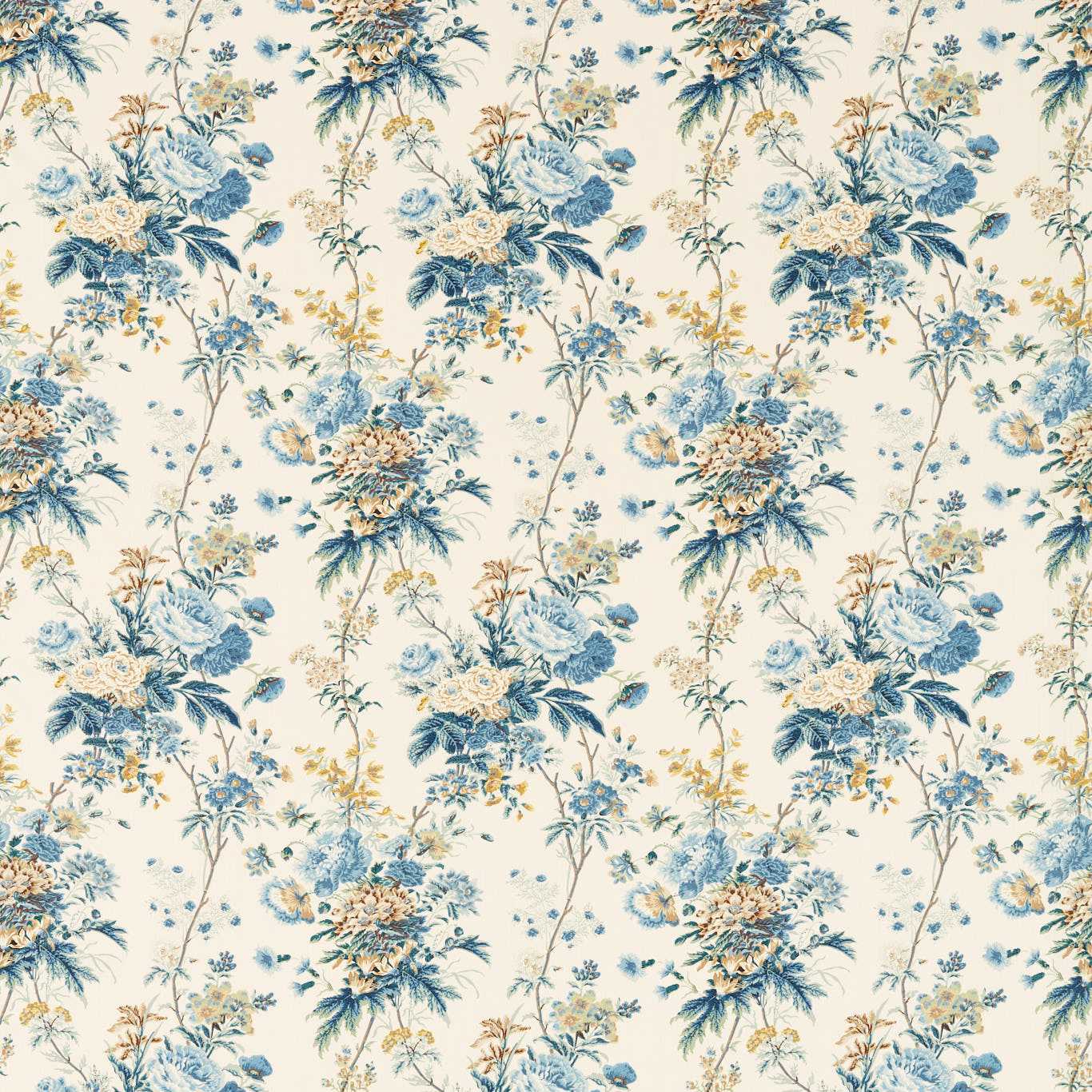 SANDERSON Lakeland Paradis Fabric Classic Floral Poppinjay,Lion - DGDF227172