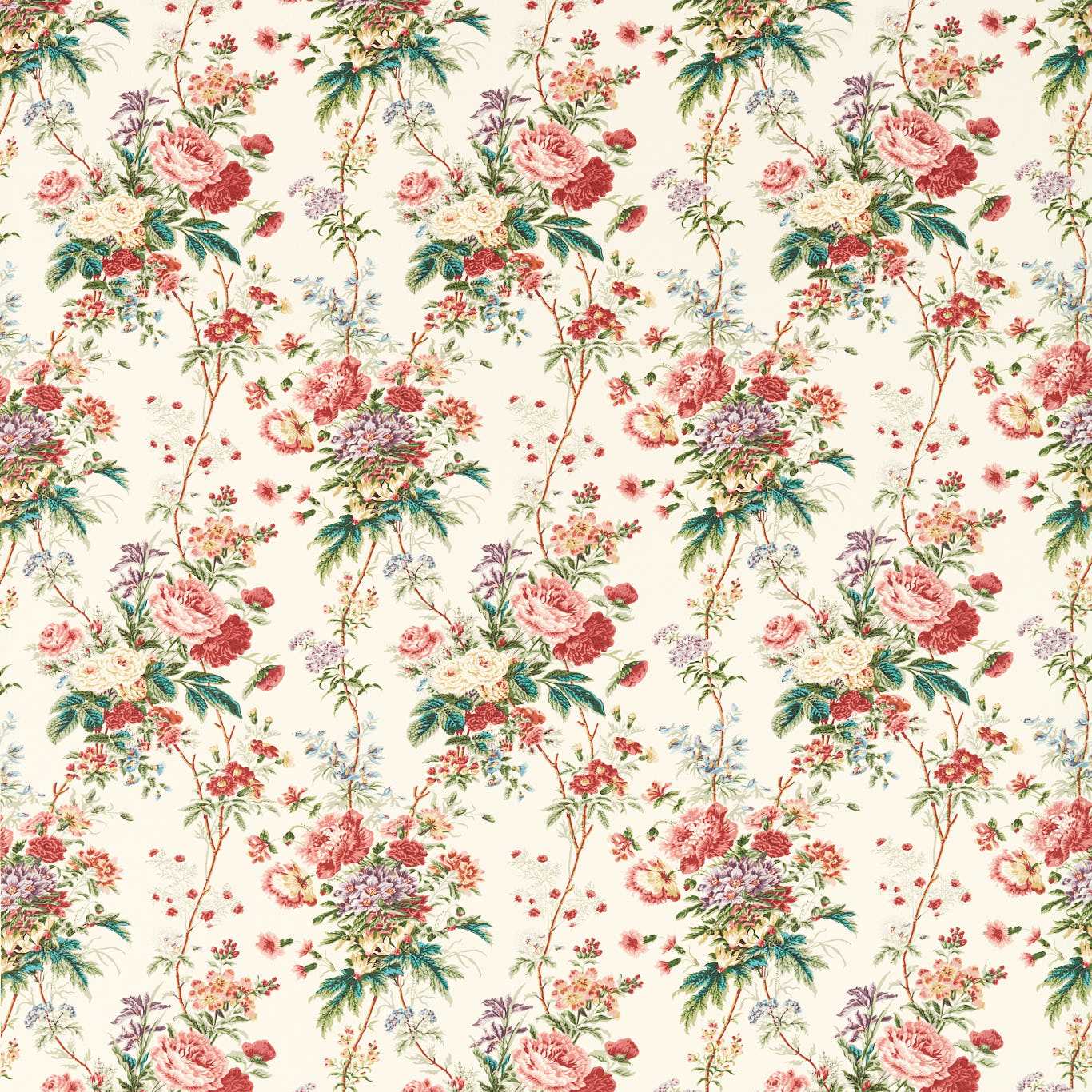 SANDERSON Lakeland Paradis Fabric Classic Floral Carmine - DGDF227173