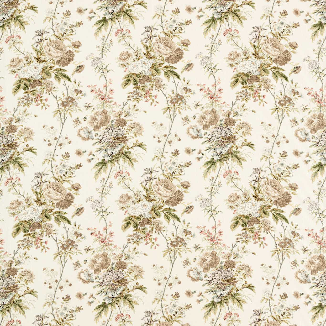 SANDERSON Lakeland Paradis Fabric Classic Floral Walnut - DGDF227174
