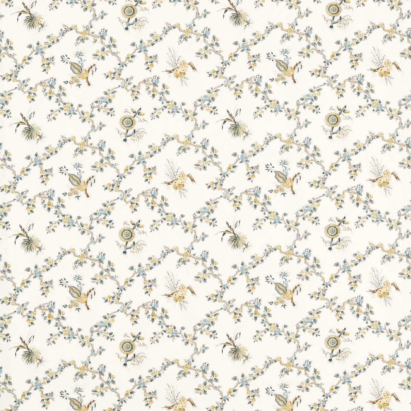 SANDERSON Trelliage Fabric Classic Floral Chamomile,Chalk - DGDF227177