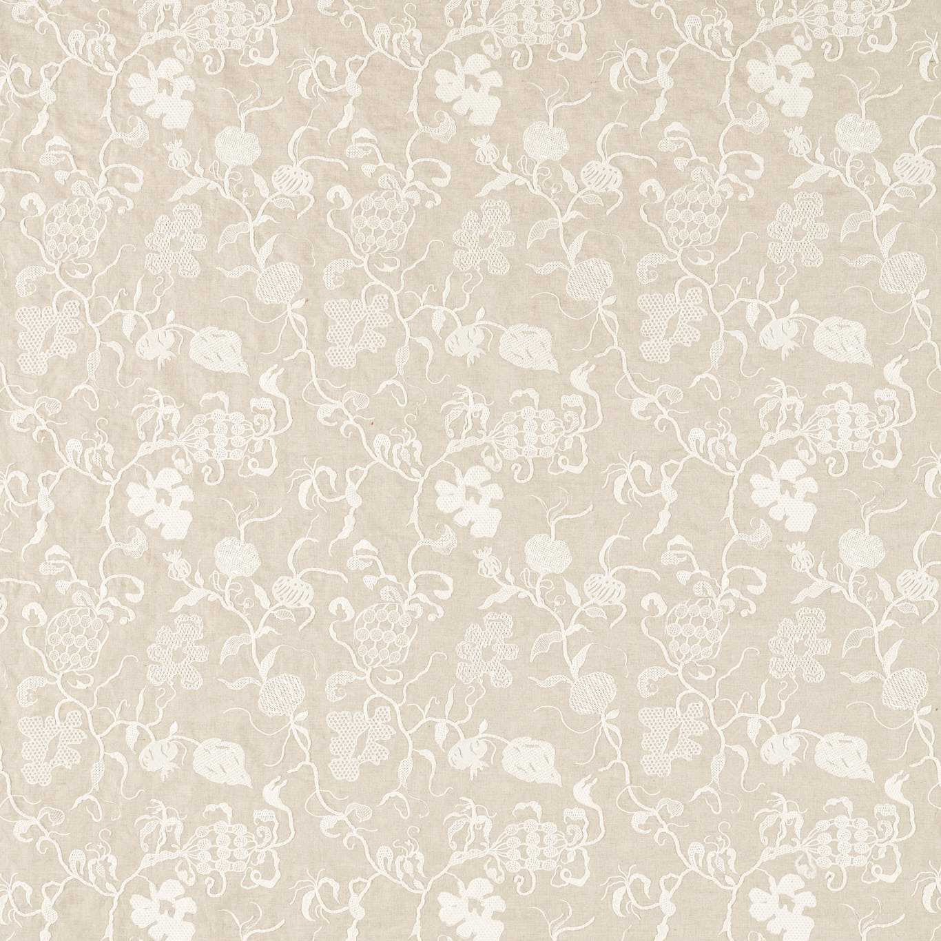 SANDERSON Mydsomer Pickings Fabric Classic Floral Linen,Chalk - DGDF237391