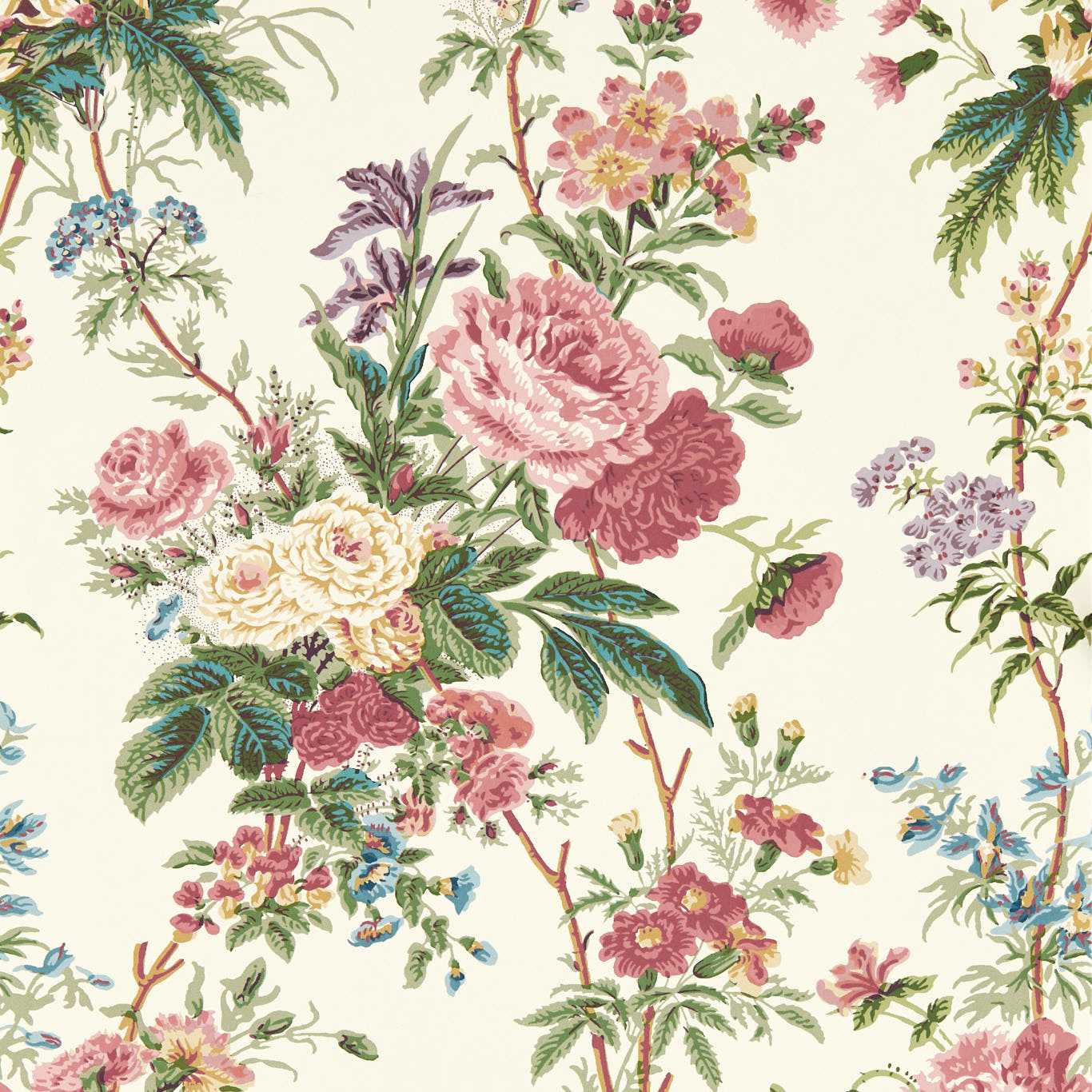 SANDERSON Lakeland Paradis Wallpaper Classic Floral Carmine Digital Print Wallpaper - DGDW217305