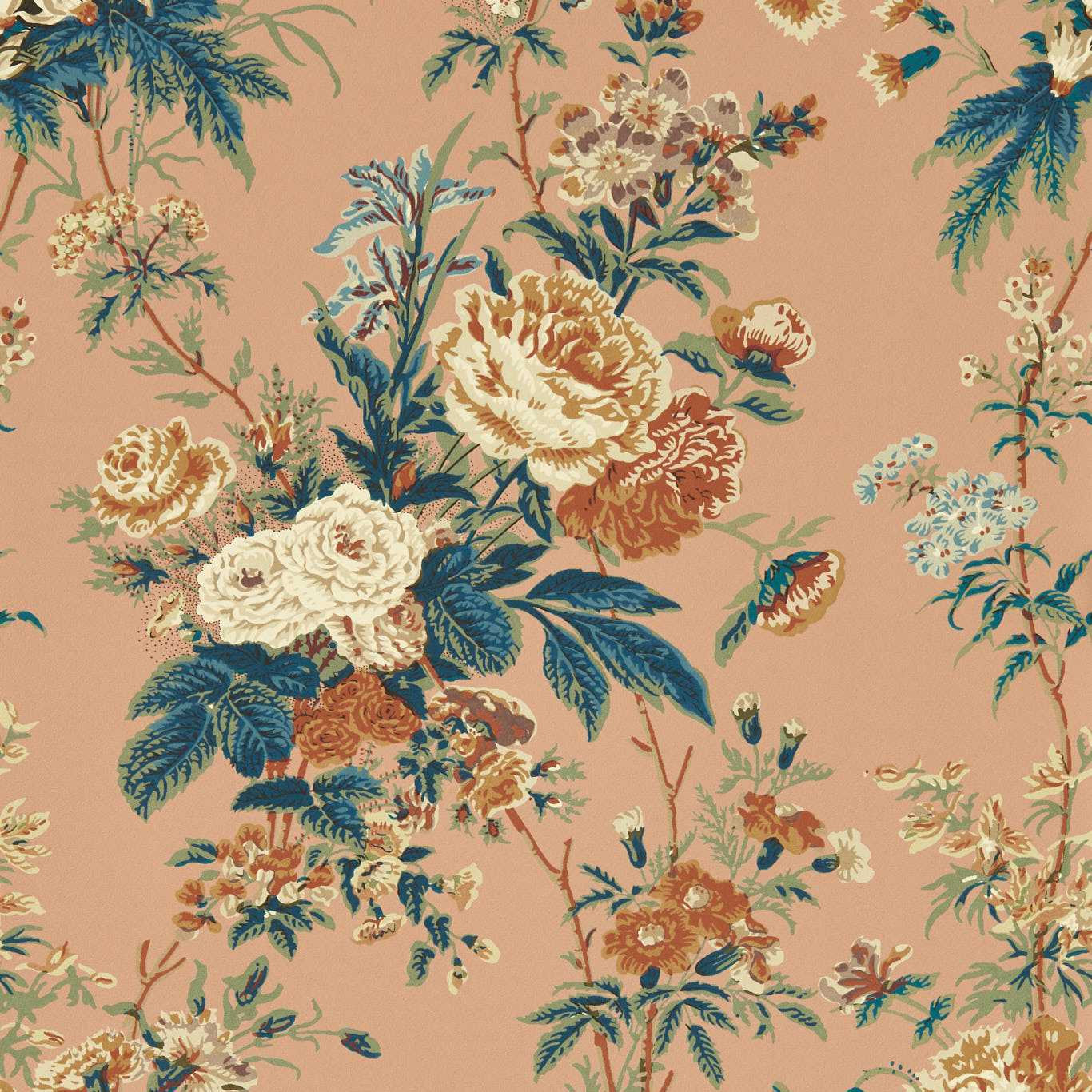 SANDERSON Lakeland Paradis Wallpaper Classic Floral Sandstone Digital Print Wallpaper - DGDW217307
