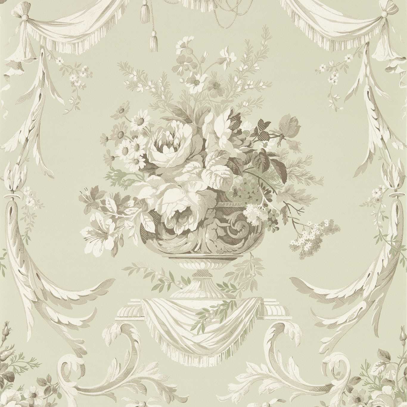 SANDERSON Andromeda`s Cup Wallpaper Classic Floral Celadon Digital Printed Wallpaper Wide Width - DGDW217318