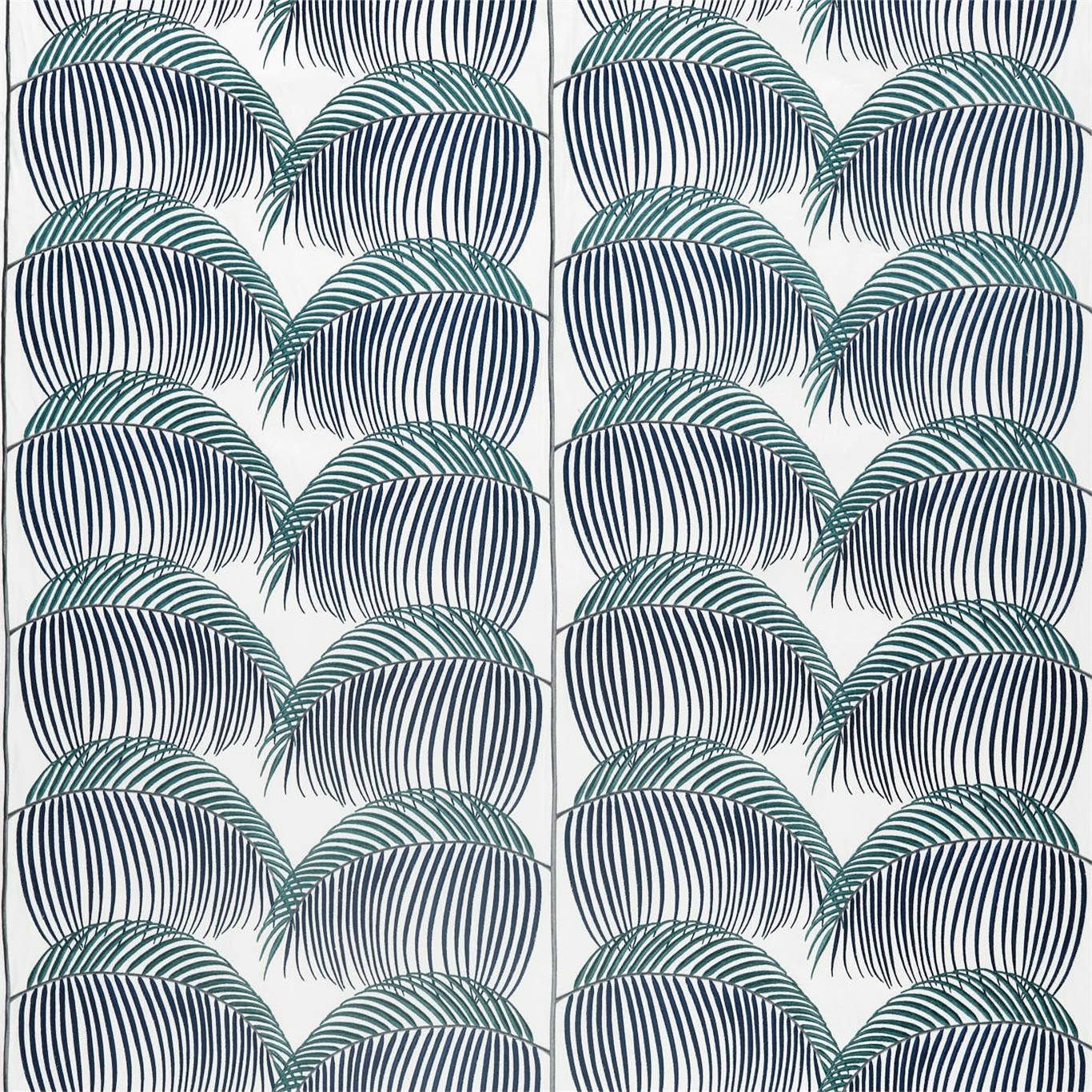 SANDERSON Manila Embroidery Fabric Leaves , Trees Indigo - DGLA236776