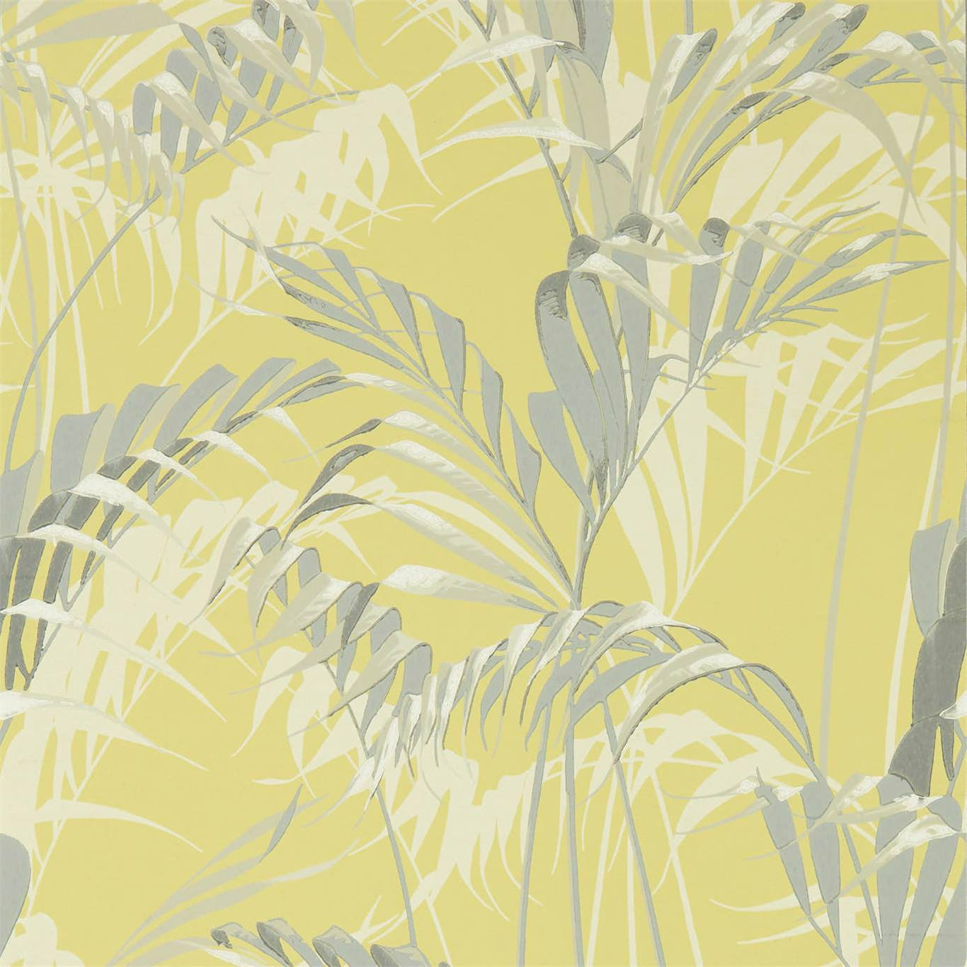 SANDERSON Palm House Wallpaper Leaves , Trees Chartreuse,Grey Surflex-Printed Wallpaper - DGLW216642