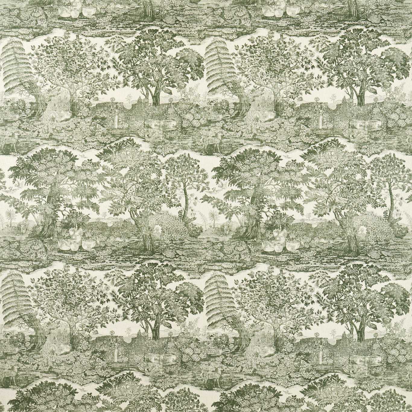SANDERSON Highgrove Toile Fabric Landscapes Yew Green - DHIF227311