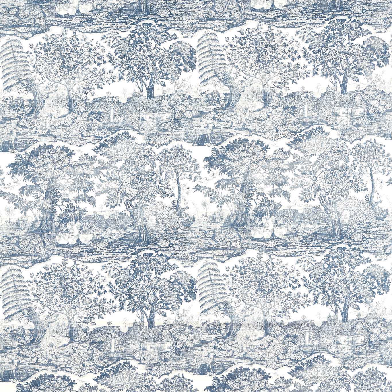 SANDERSON Highgrove Toile Fabric Landscapes Tetbury Blue - DHIF227312