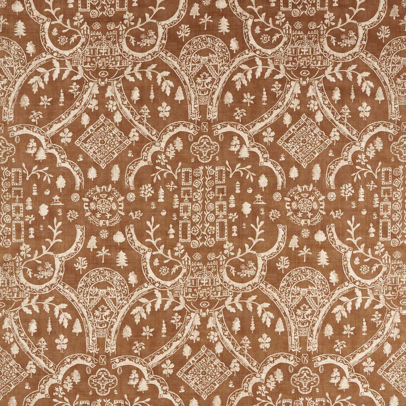 SANDERSON Topiary View Fabric Landscapes Muntjac - DHIF227325