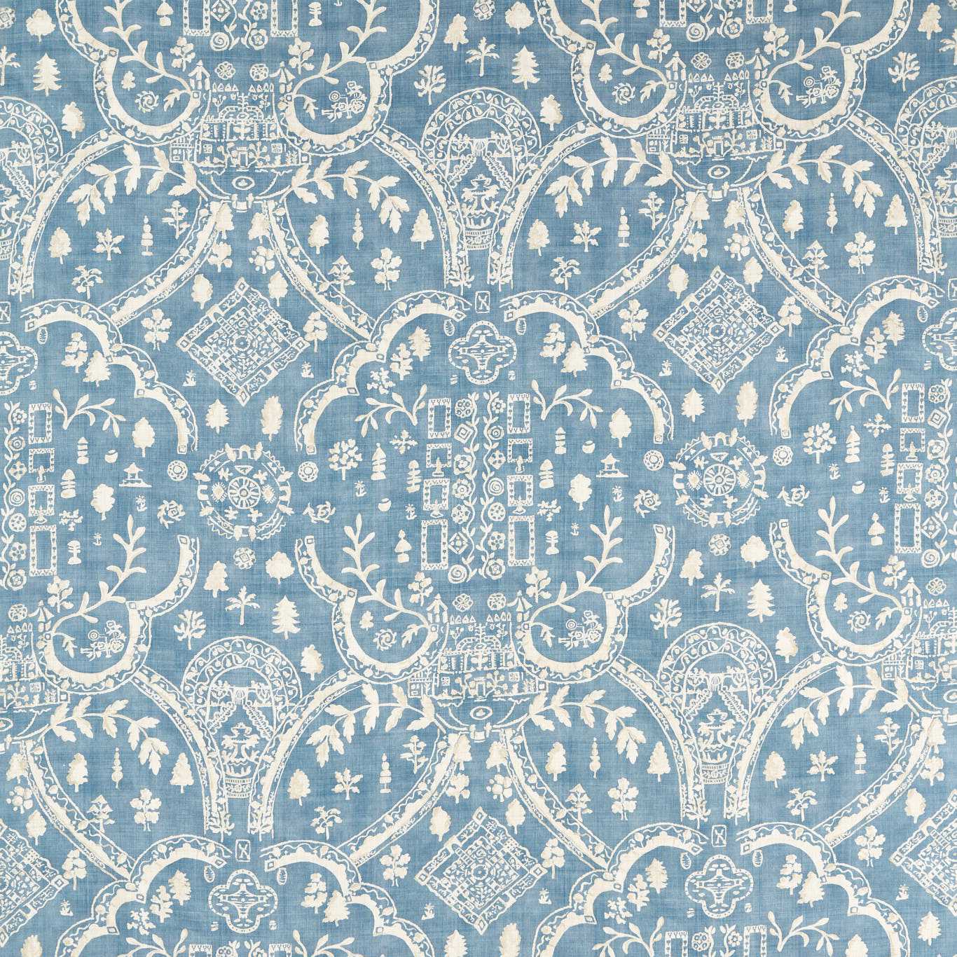 SANDERSON Topiary View Fabric Landscapes Blue - DHIF227330