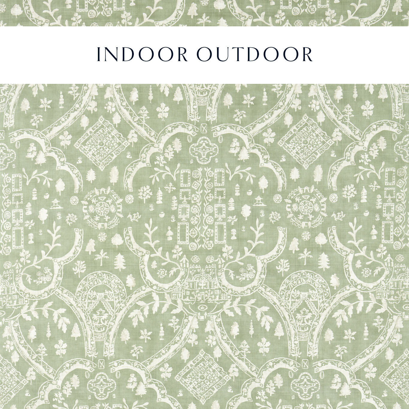 SANDERSON Topiary View Fabric Leaves , Trees Thyme - DHIF227338