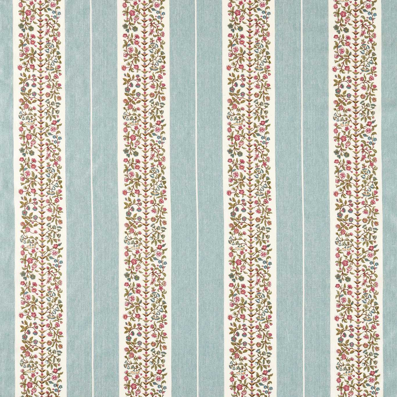 SANDERSON Pergola Embroidery Fabric Stripes Mineral Blue - DHIF237603