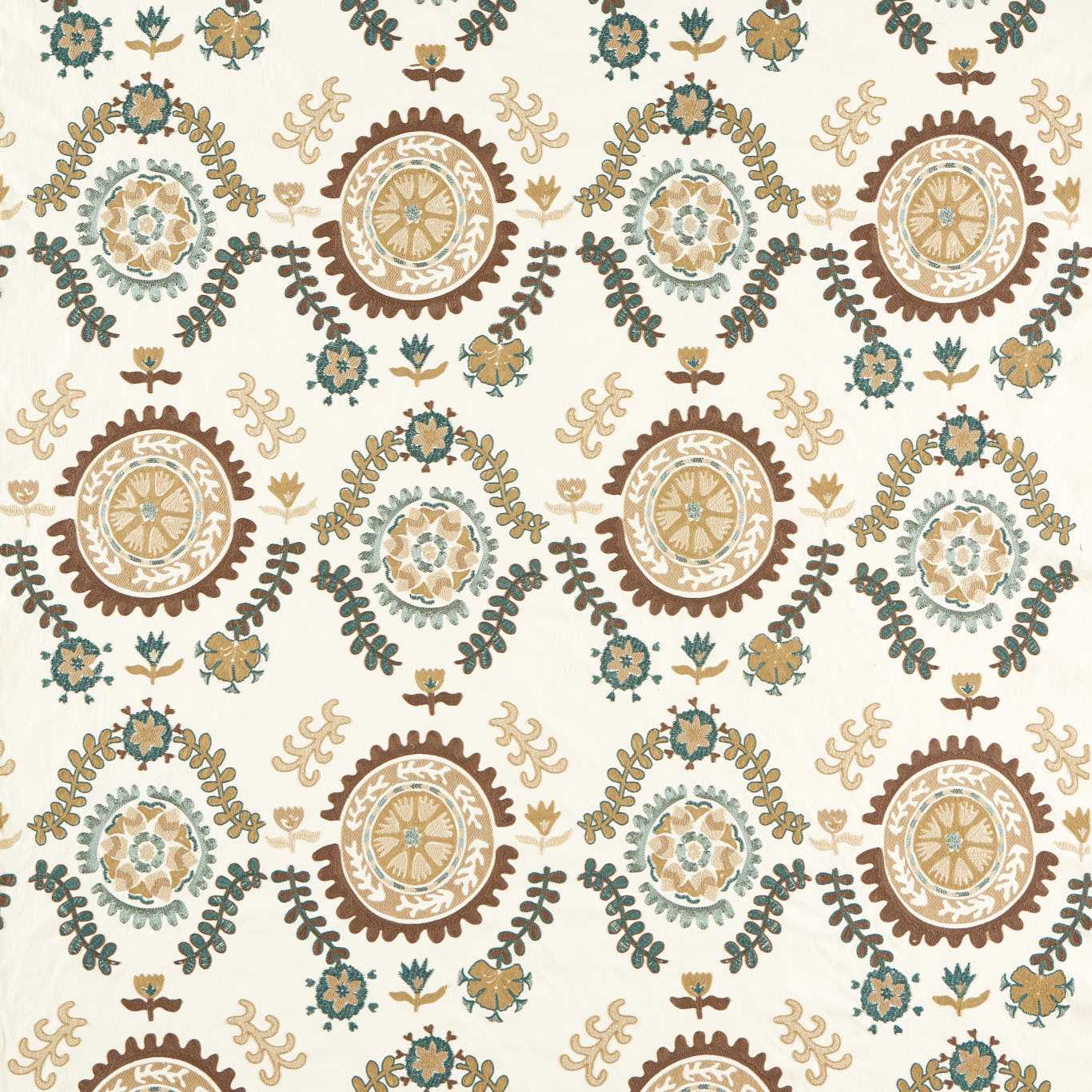 SANDERSON Annabel`s Suzani Fabric Contemporary, Floral Mineral,Gritstone - DHIF237608
