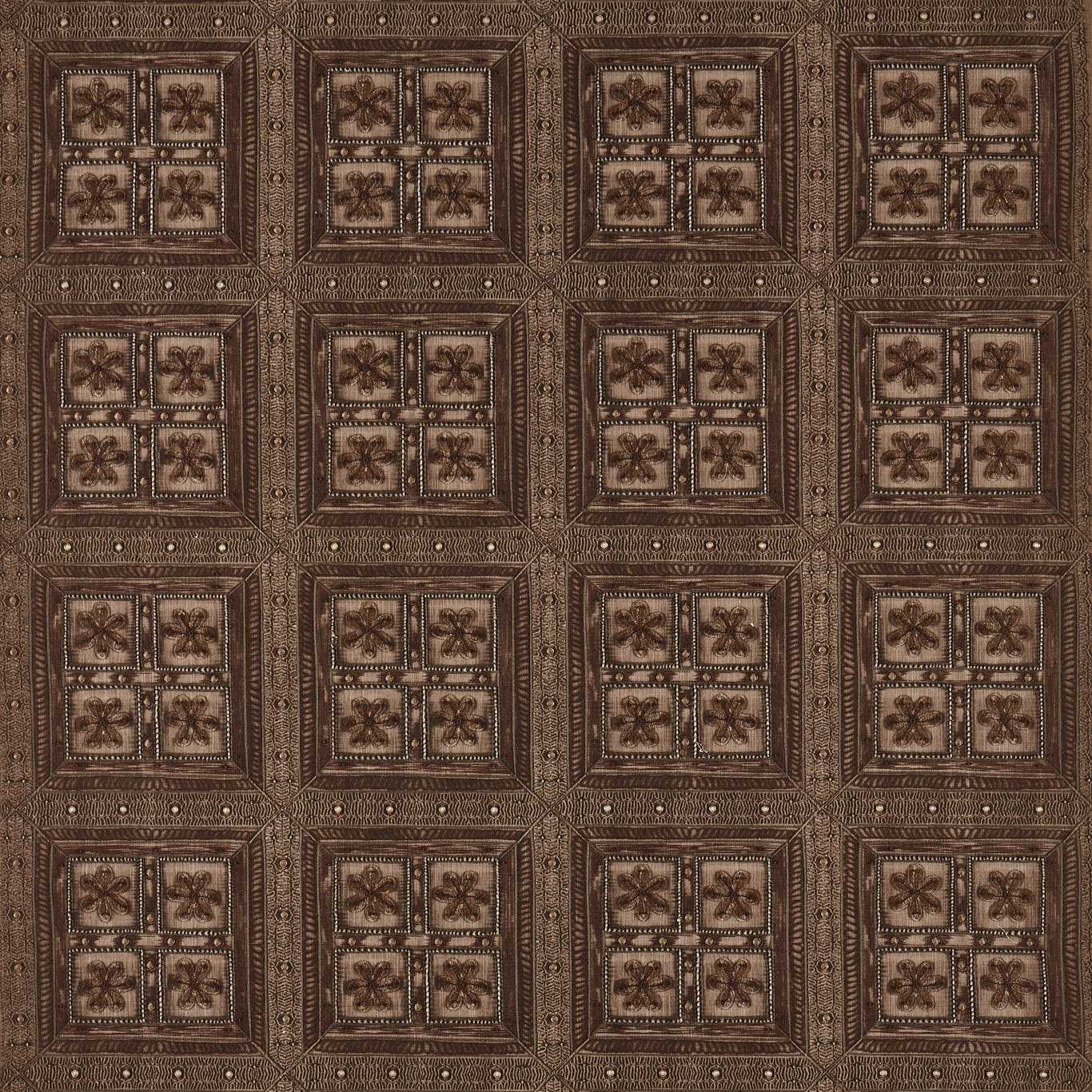 SANDERSON Shand Gate Fabric Geometric Indian Oak - DHIF237615