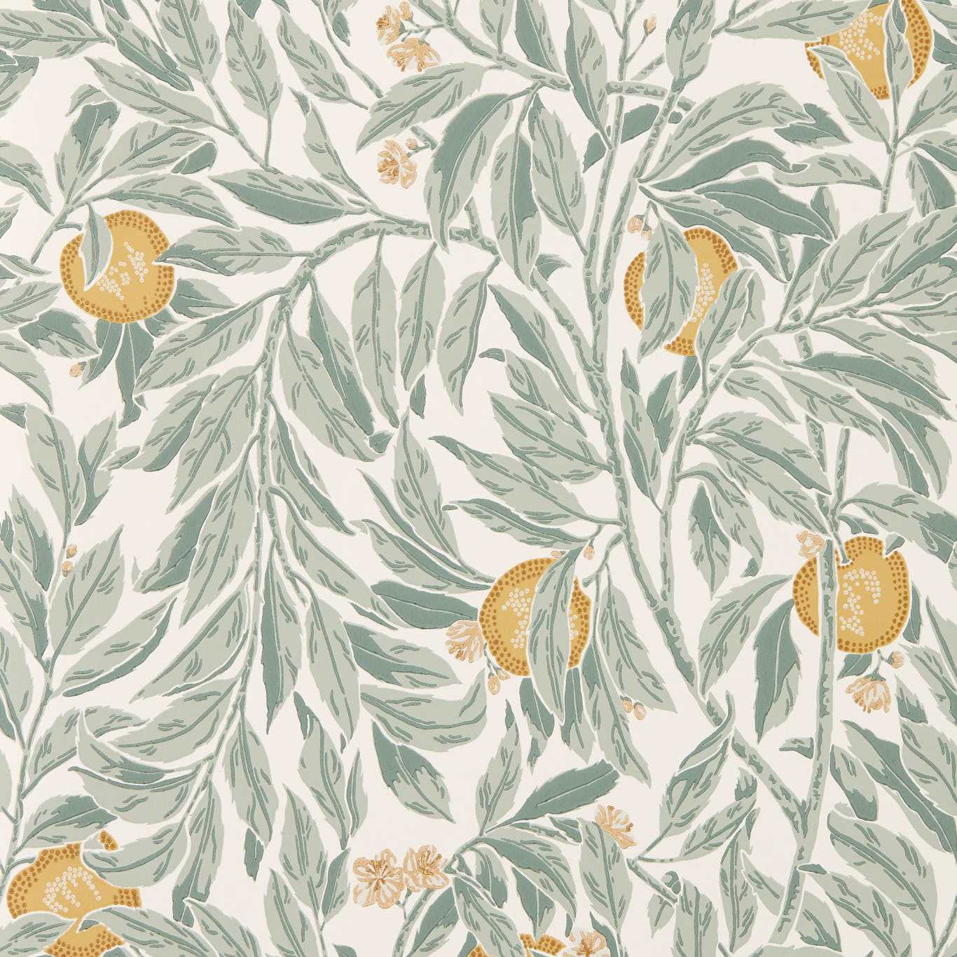 SANDERSON Ancient Apple Orchard Wallpaper Leaves , Trees Golden Knot,Sage Surflex-Printed Wallpaper - DHIP217494