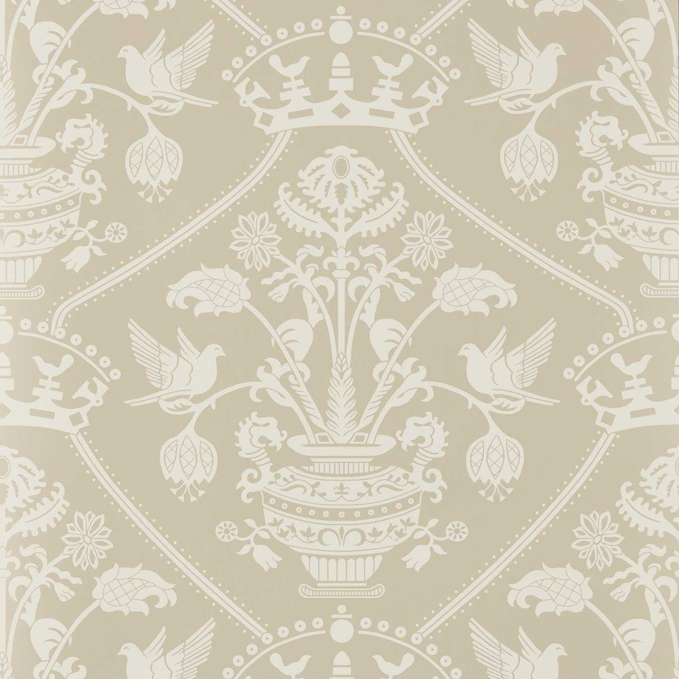 SANDERSON Highgrove Damask Wallpaper Damasks Gritstone Rotary Printed Wallpaper - DHIP217503