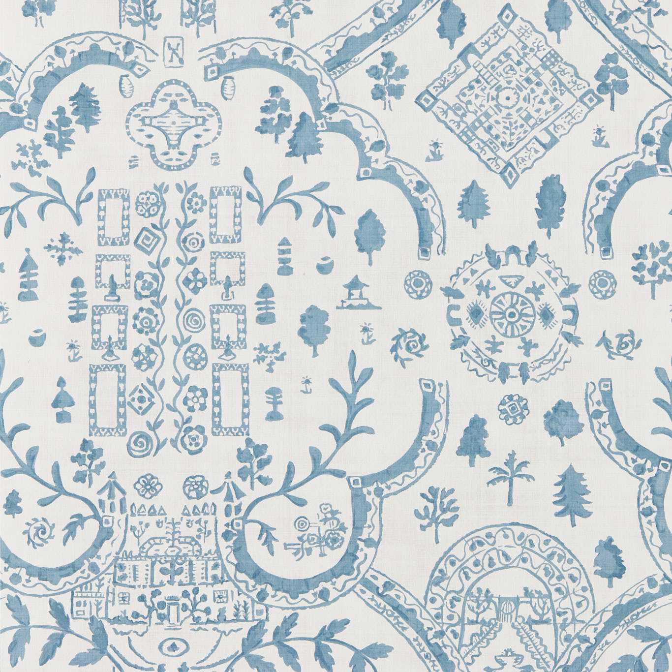 SANDERSON Topiary View Wallpaper Leaves , Trees Wedgwood Digital Print Wallpaper - DHIP217510